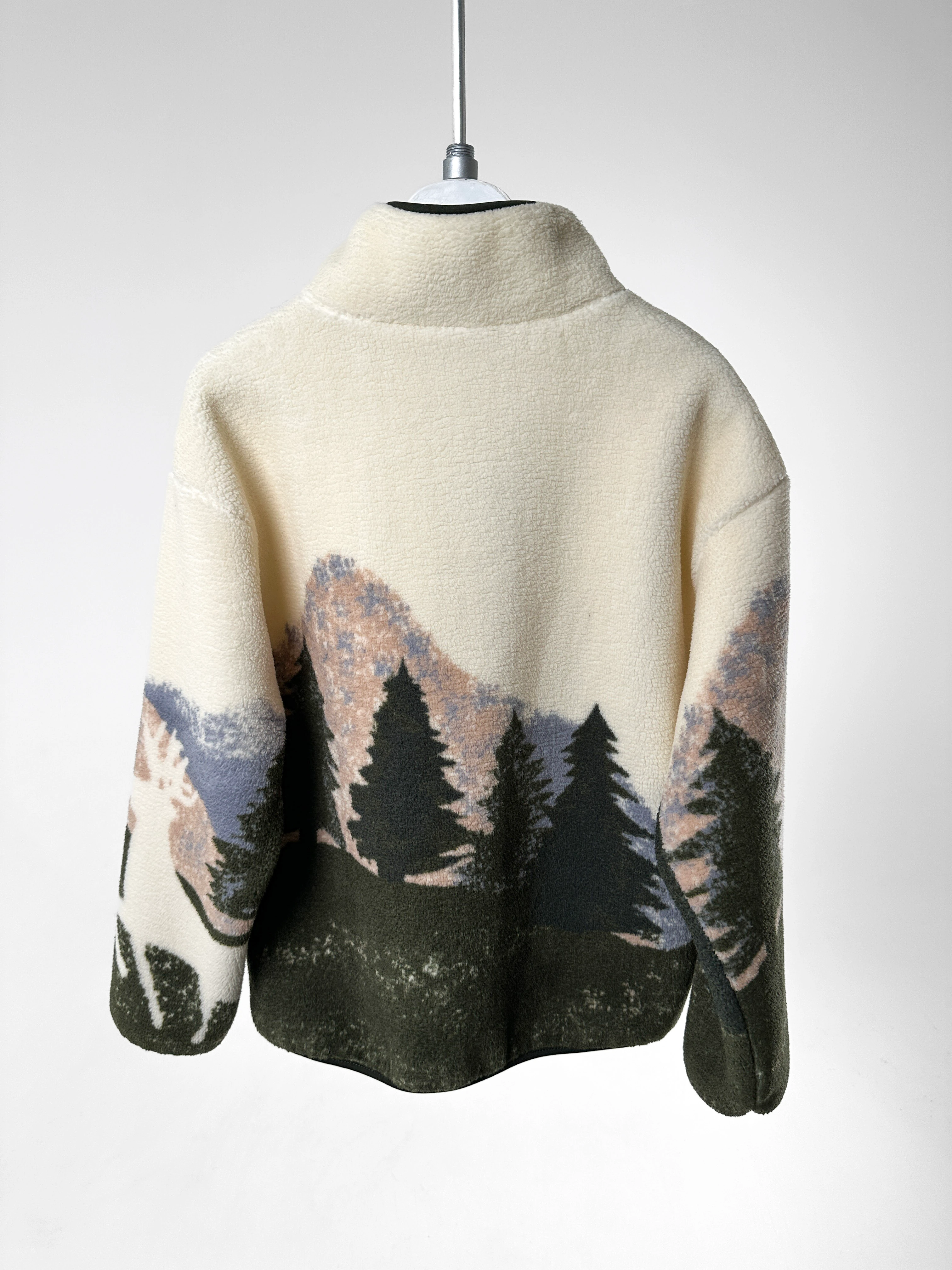 Desenli Yarım Fermuarlı Polar