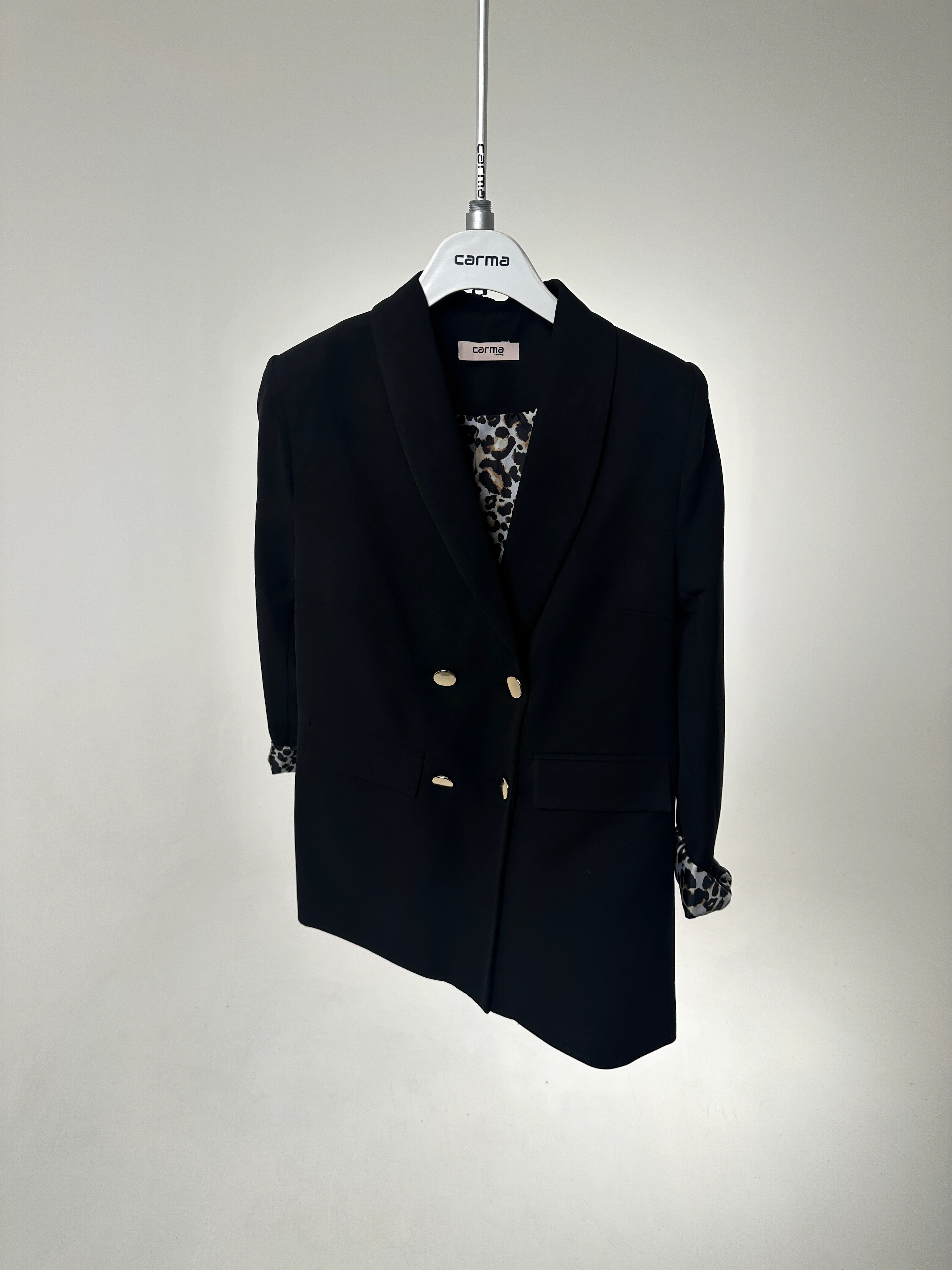 Leopar Astarlı Düğmeli Blazer Ceket