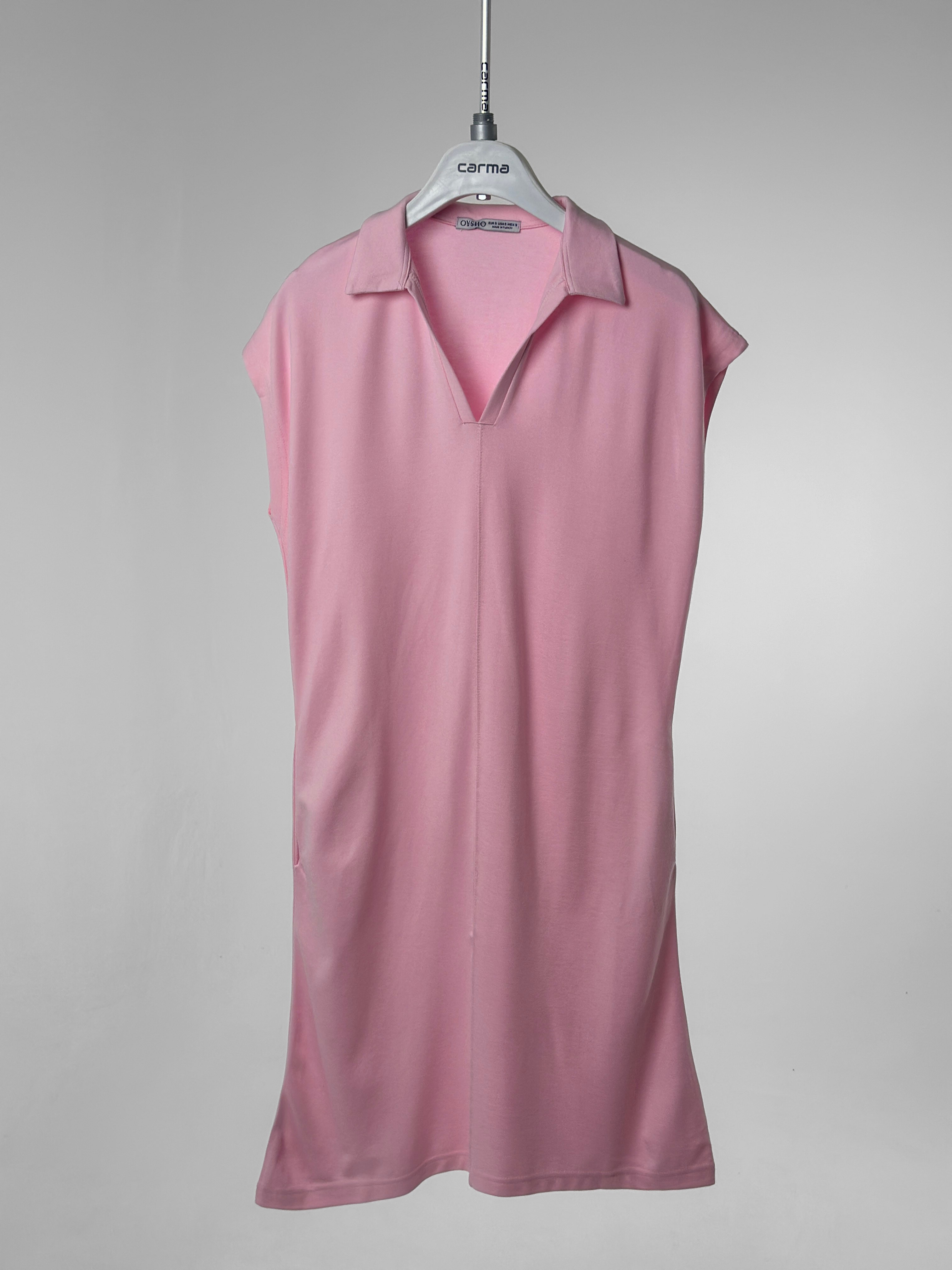 Salaş Polo Yaka Elbise - pembe