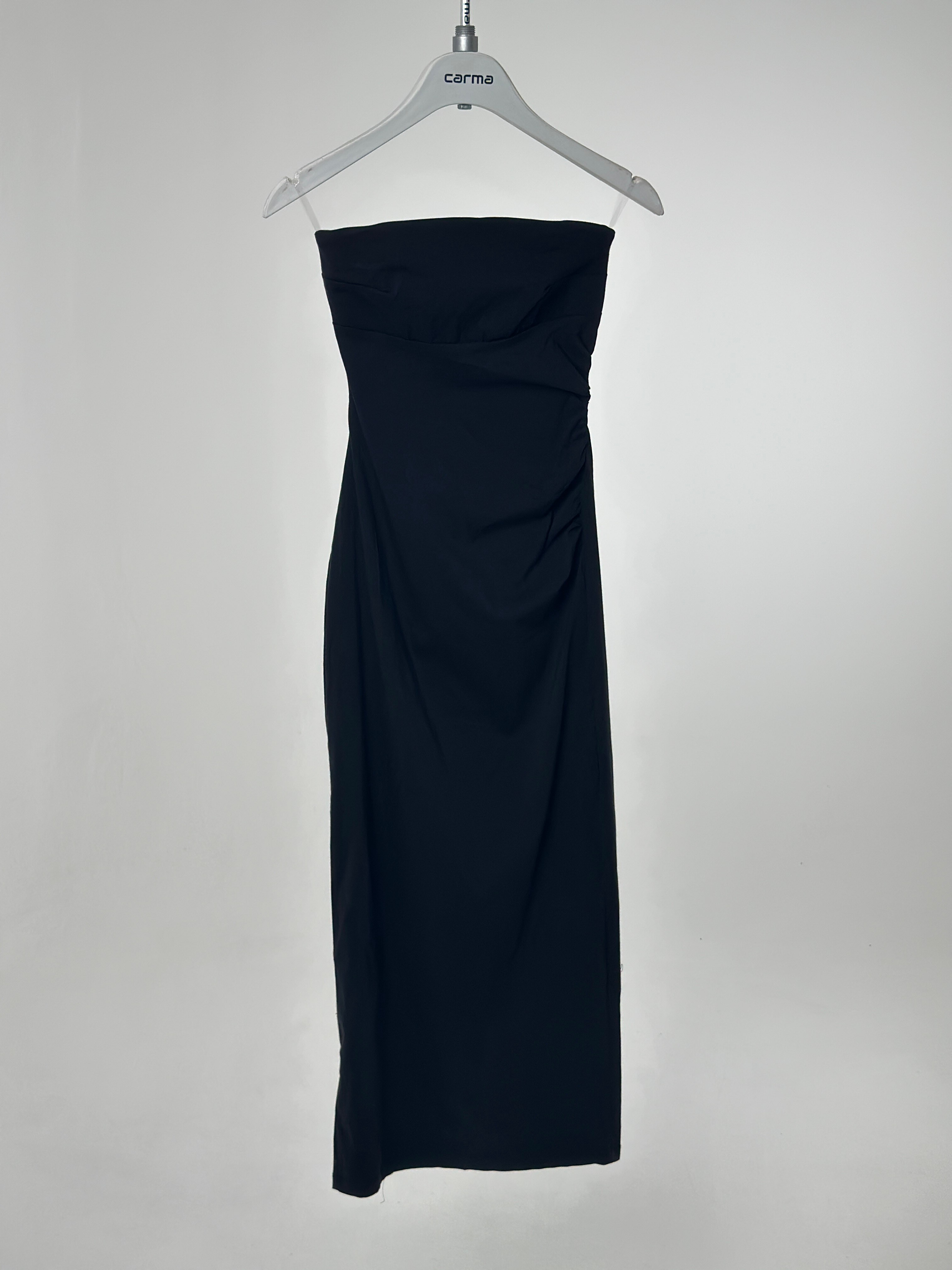 Drape Straplez Elbise - siyah