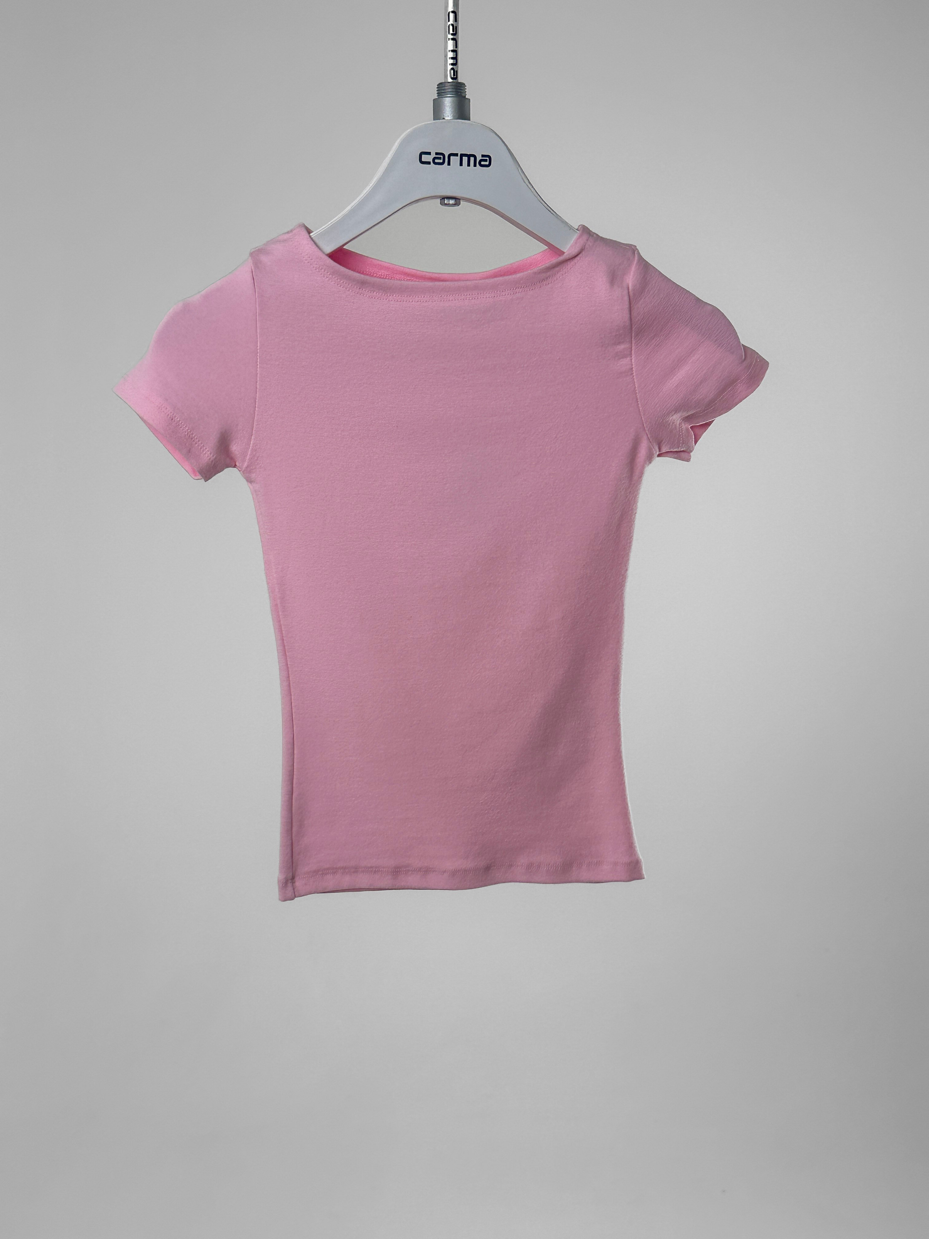 Kayık Yaka Fit Crop - şeker pembe