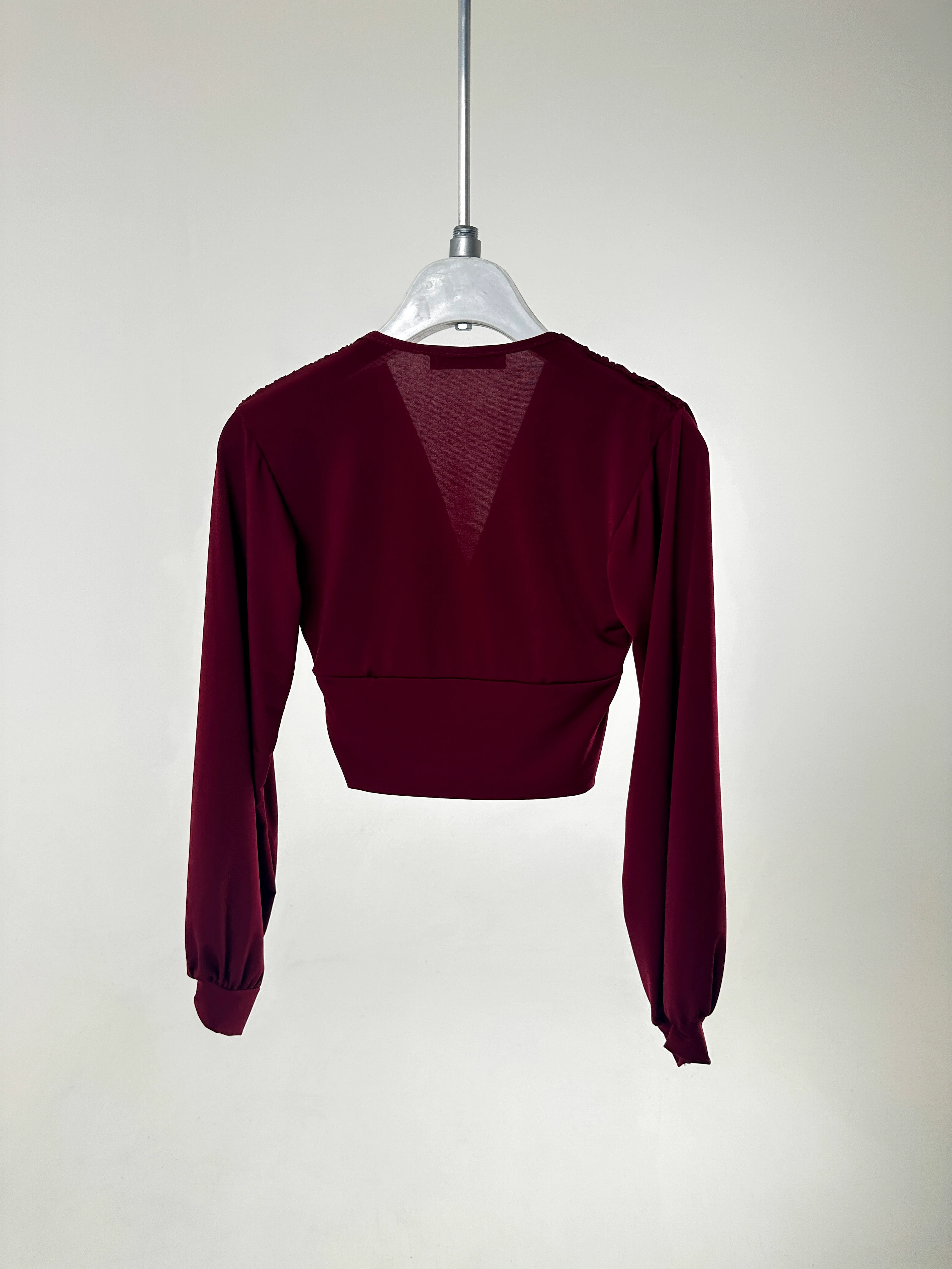 Drapeli V Yaka Crop Bluz