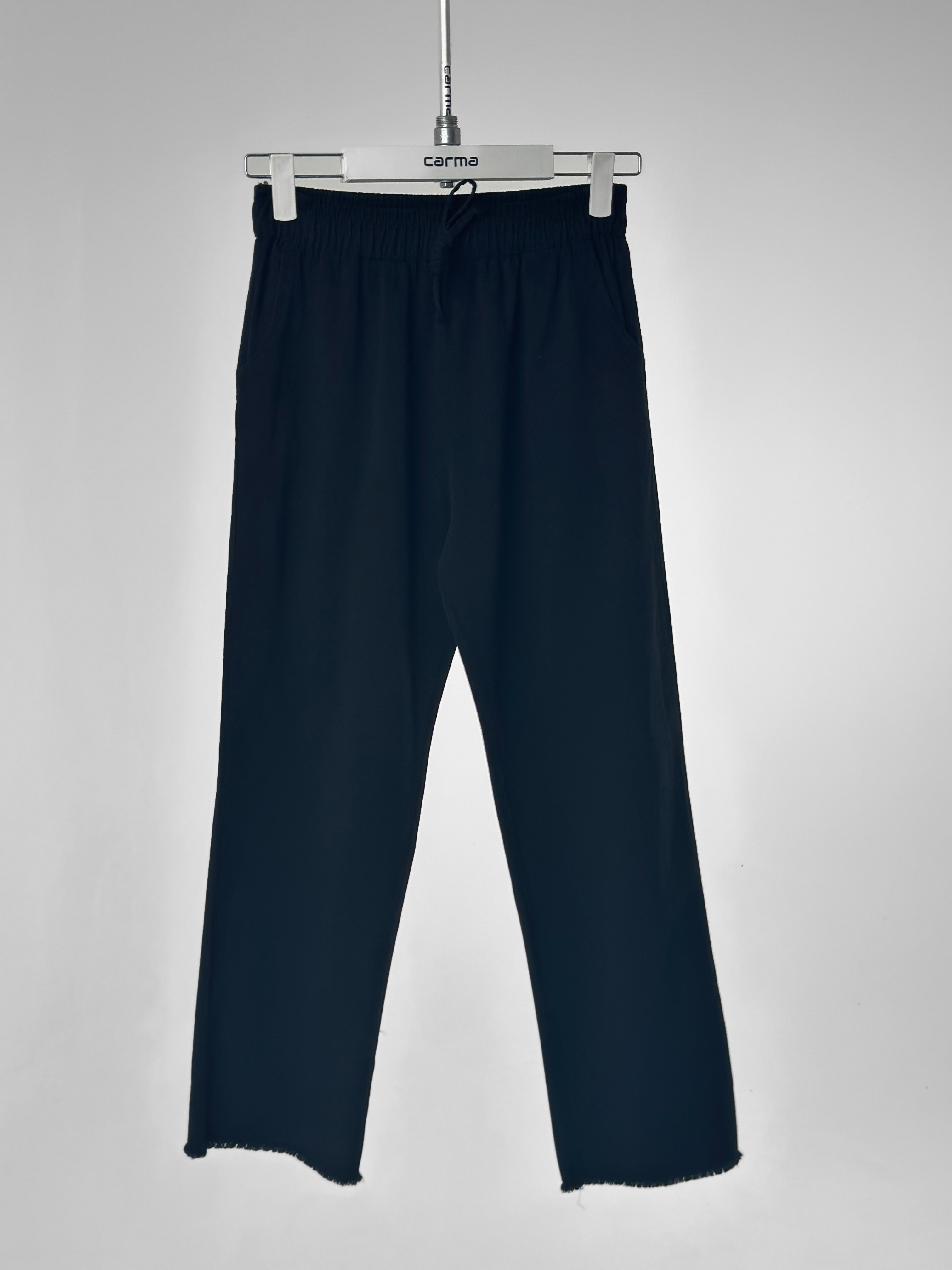 Püskül Paça Gabardin Pantolon - siyah