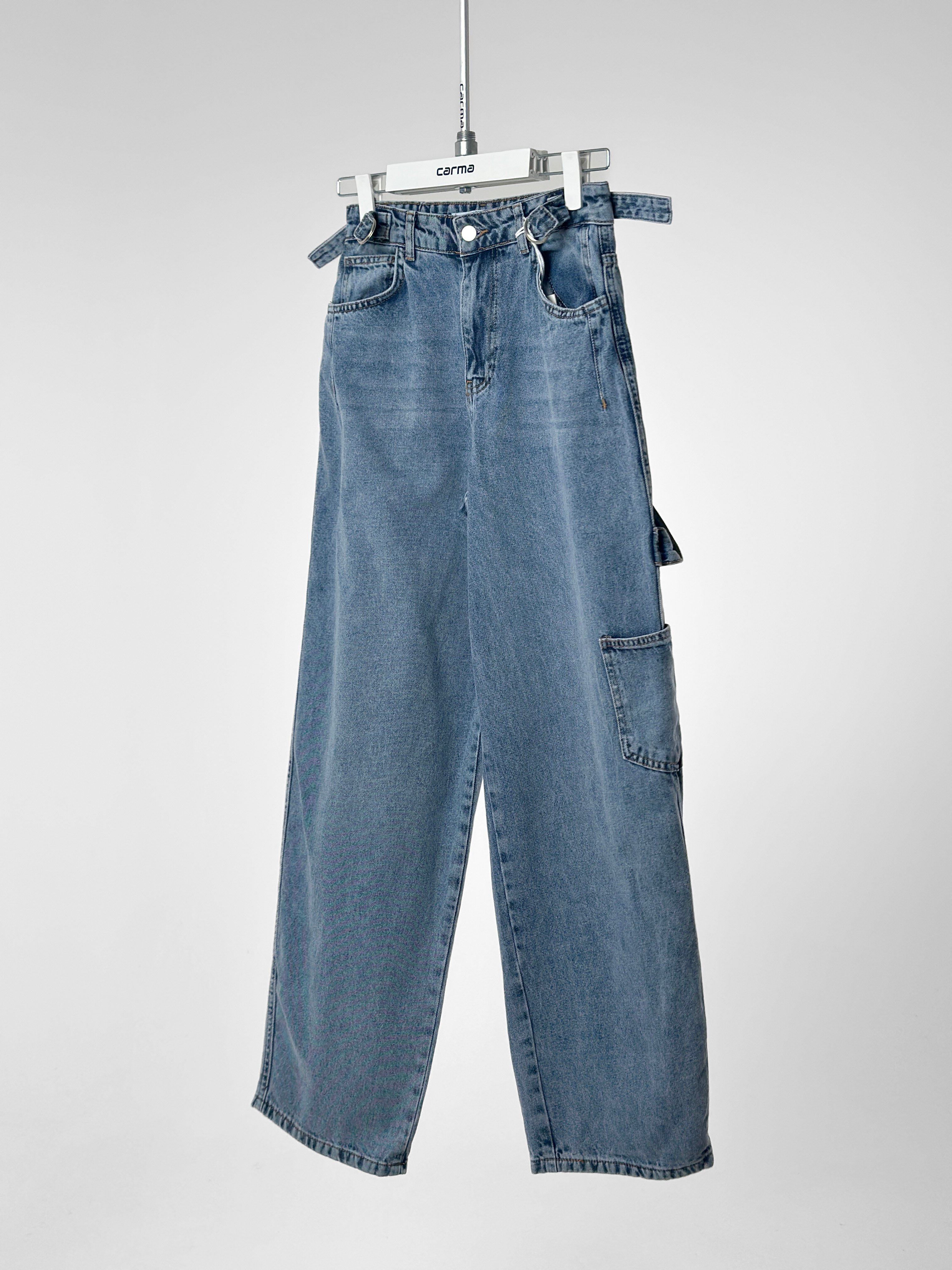 Tokalı Baggy Jean - açık mavi