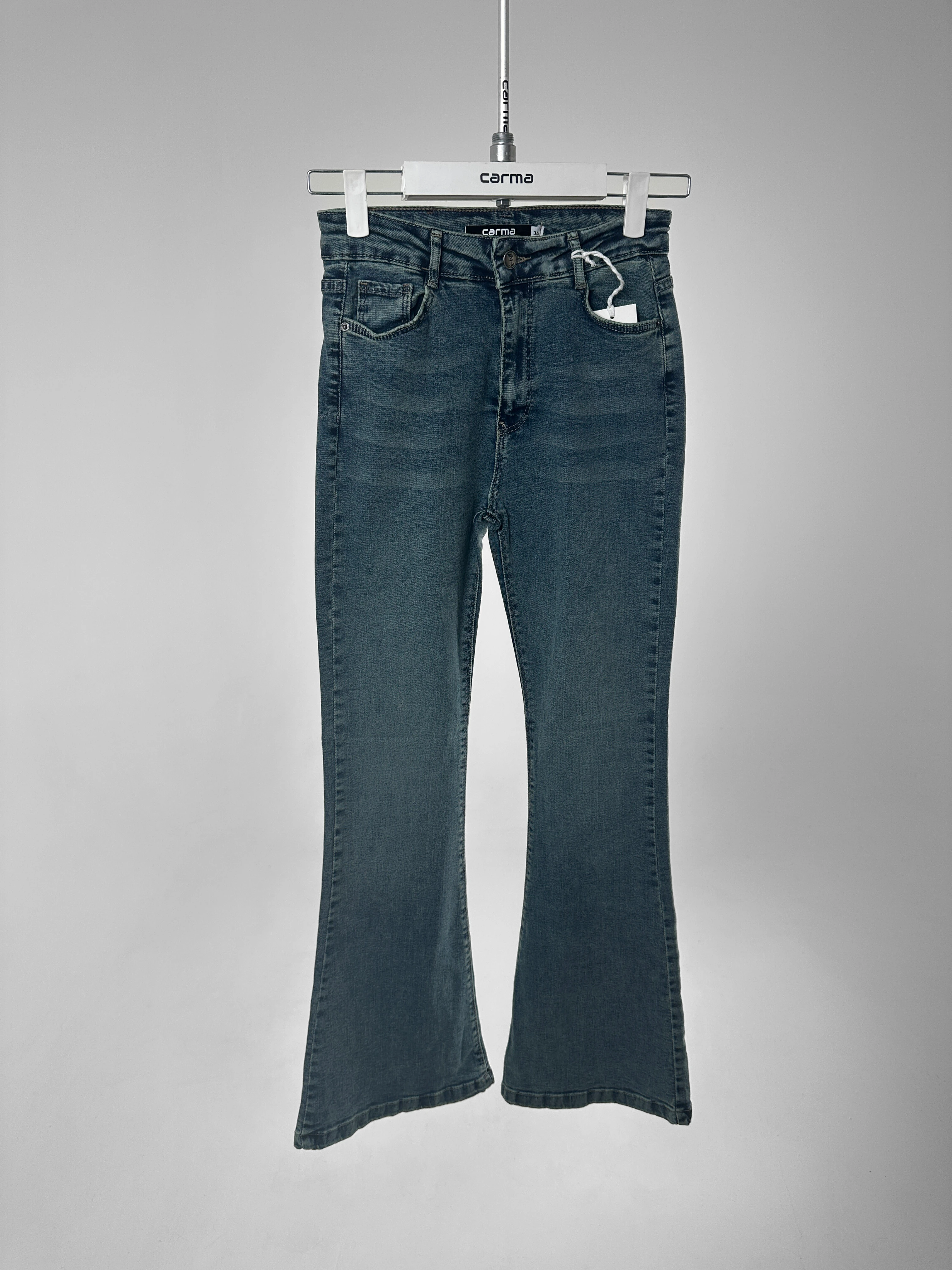 İspanyol Paça Jean Pantolon - koyu taş mavi