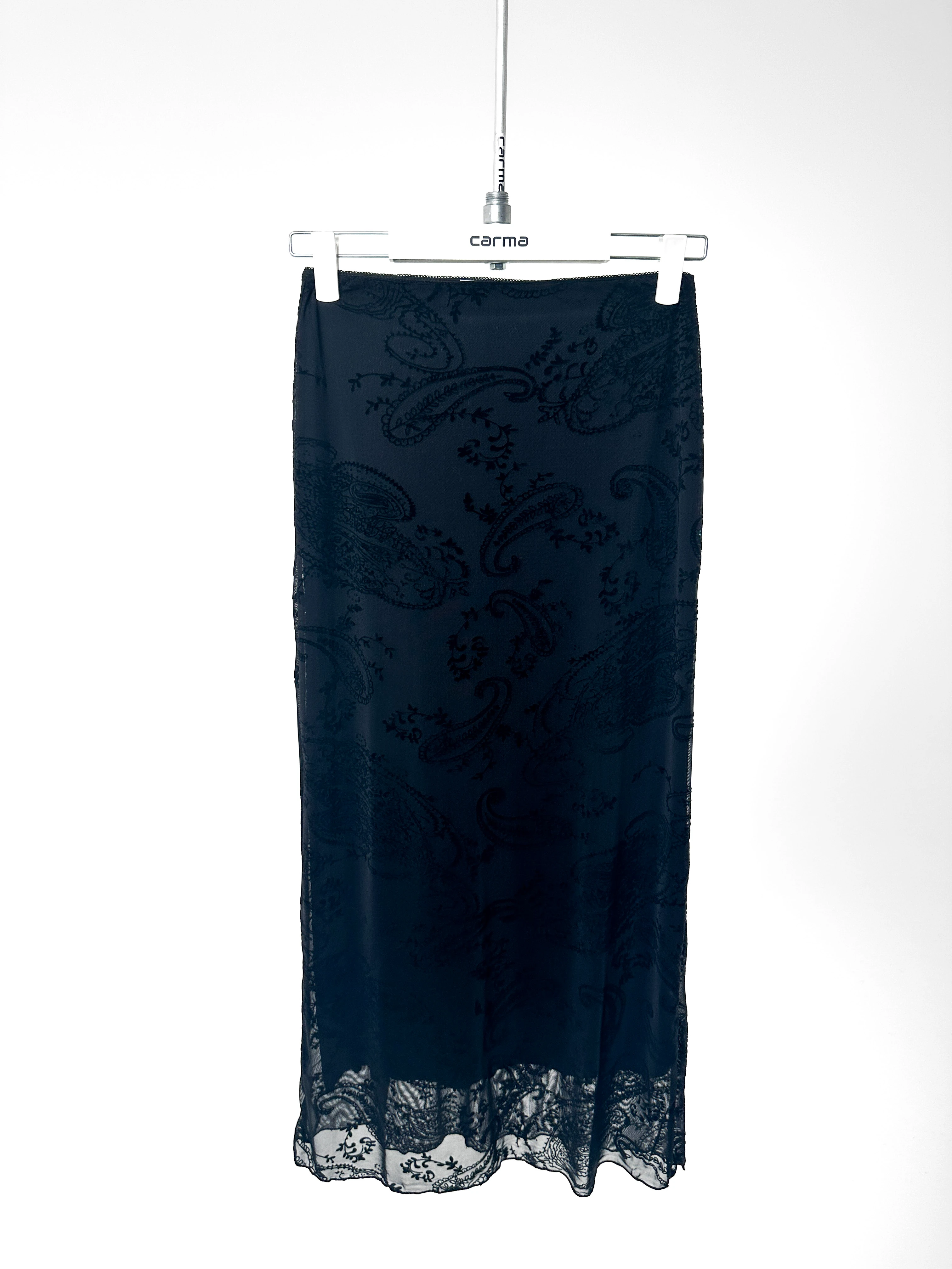 Desenli Tül Etek - siyah