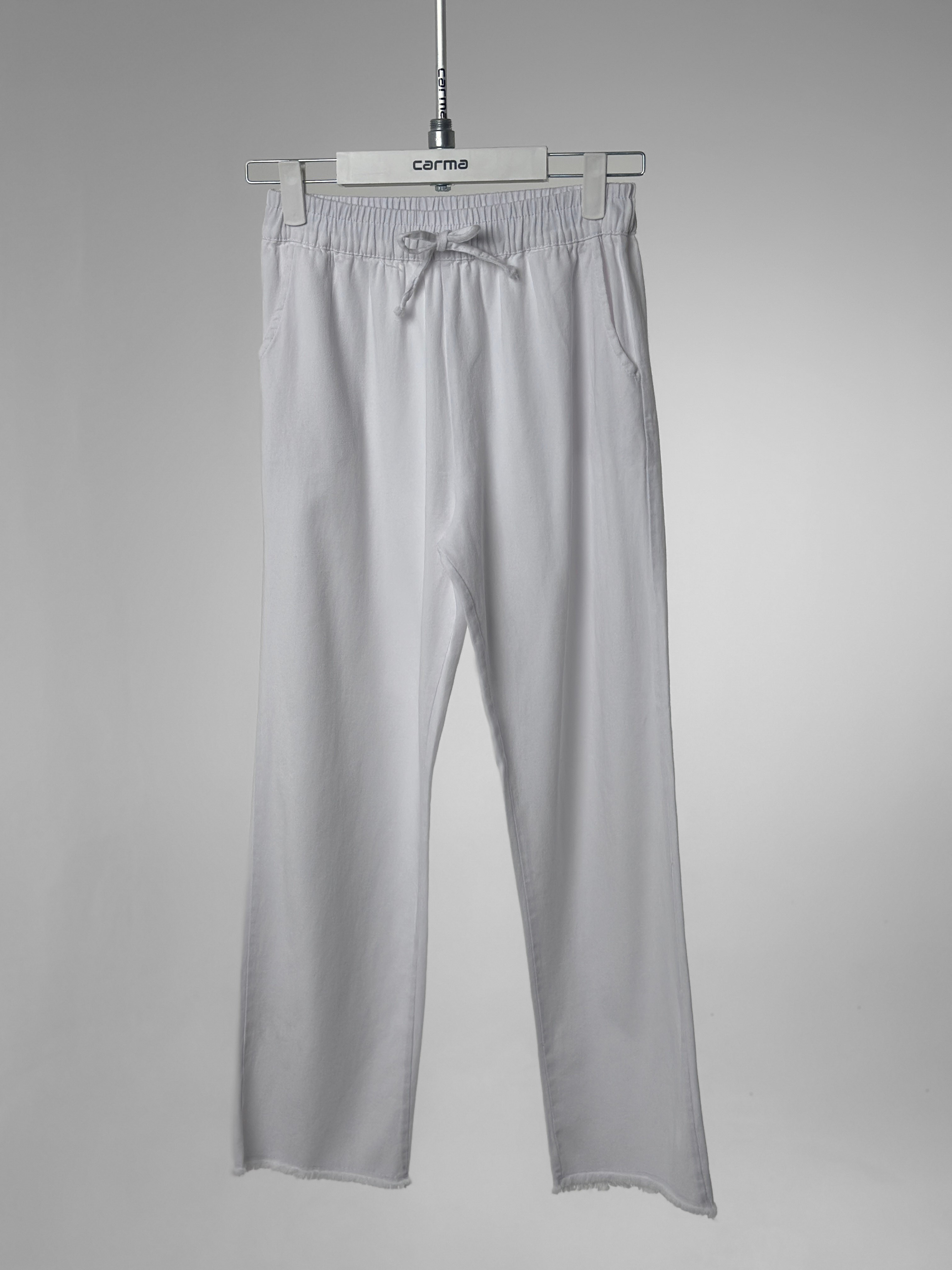 Püskül Paça Gabardin Pantolon - beyaz