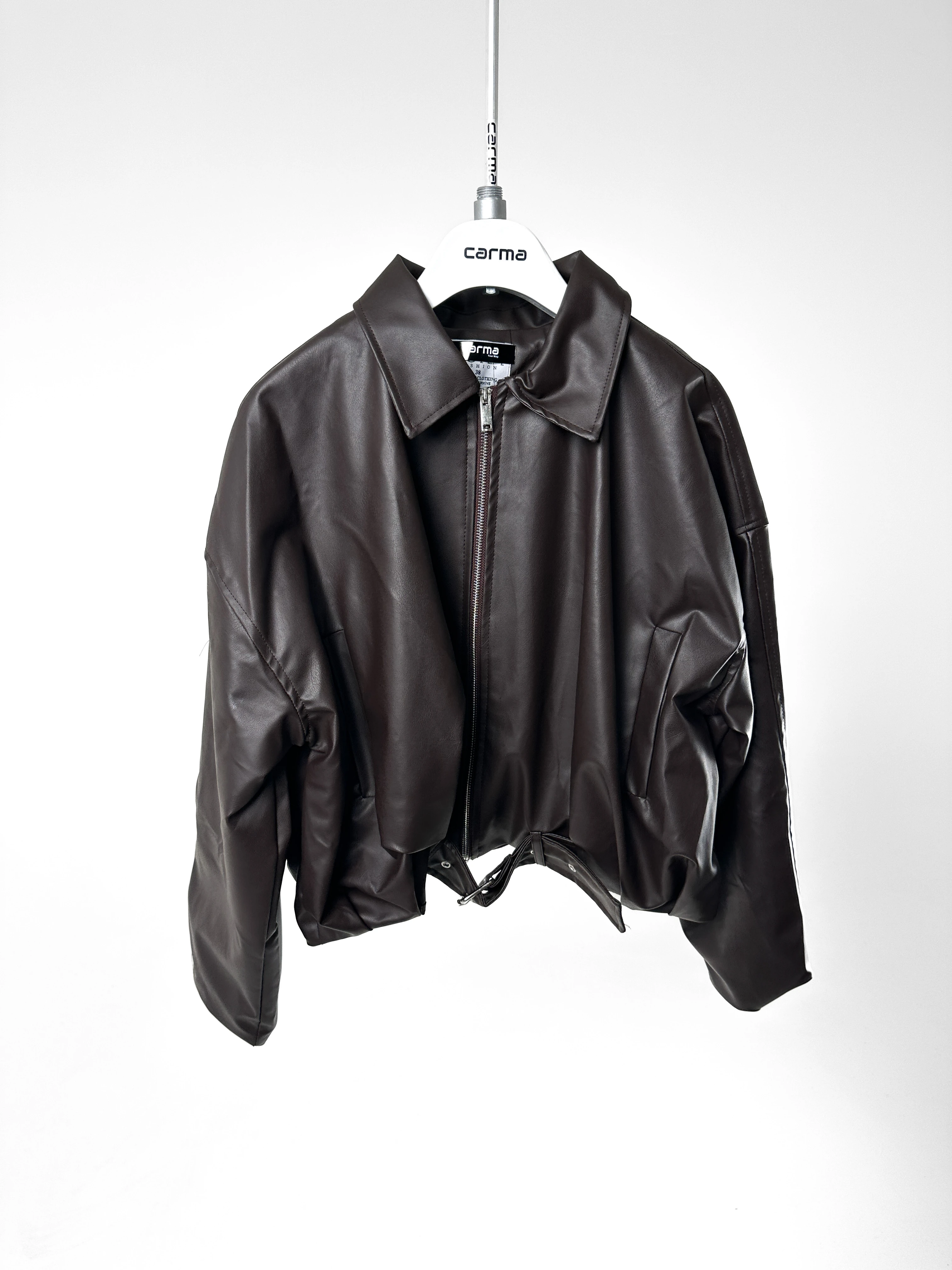  Oversize Deri Ceket - acı kahve