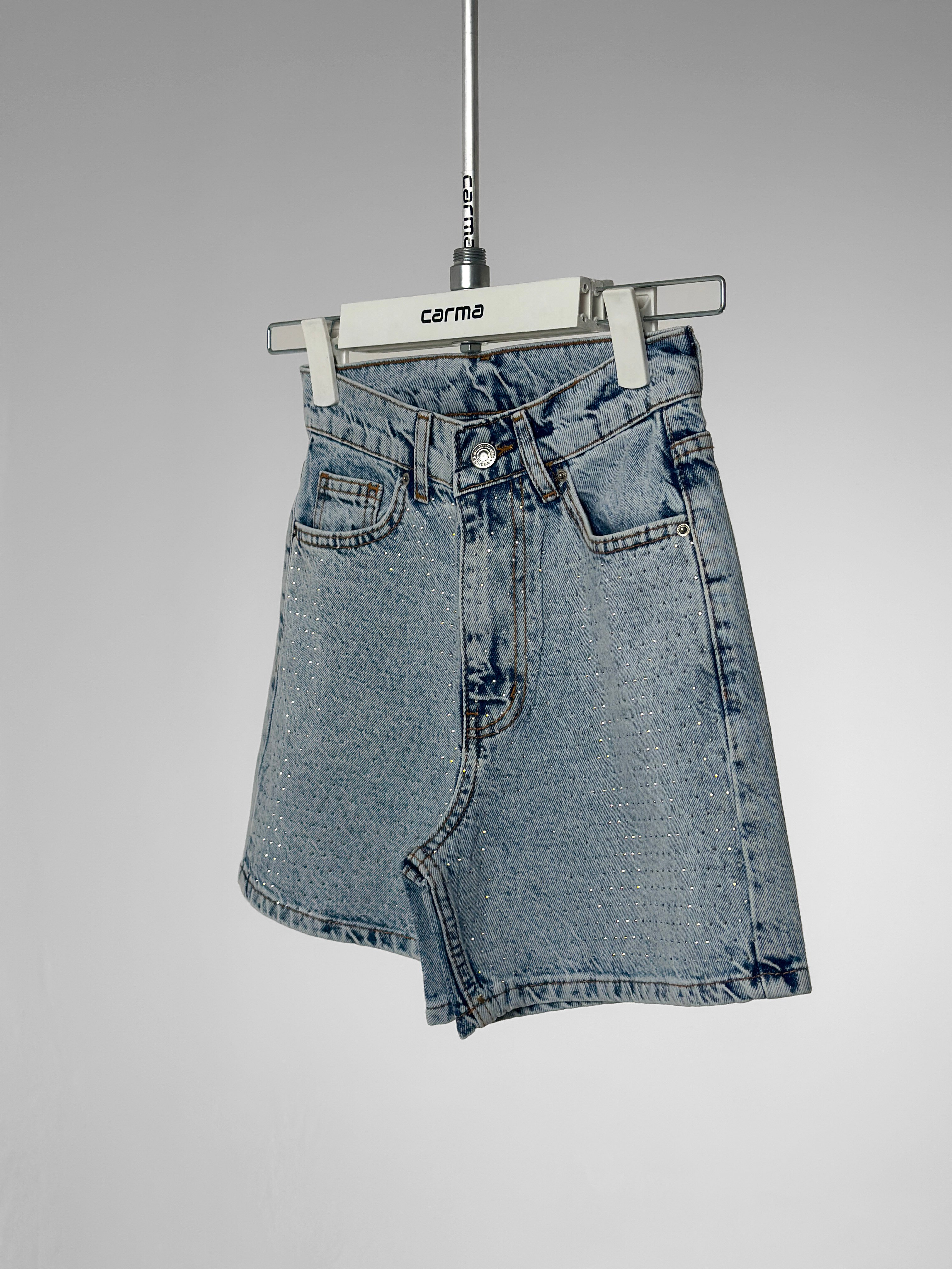 Taş Işıltılı Denim Şort