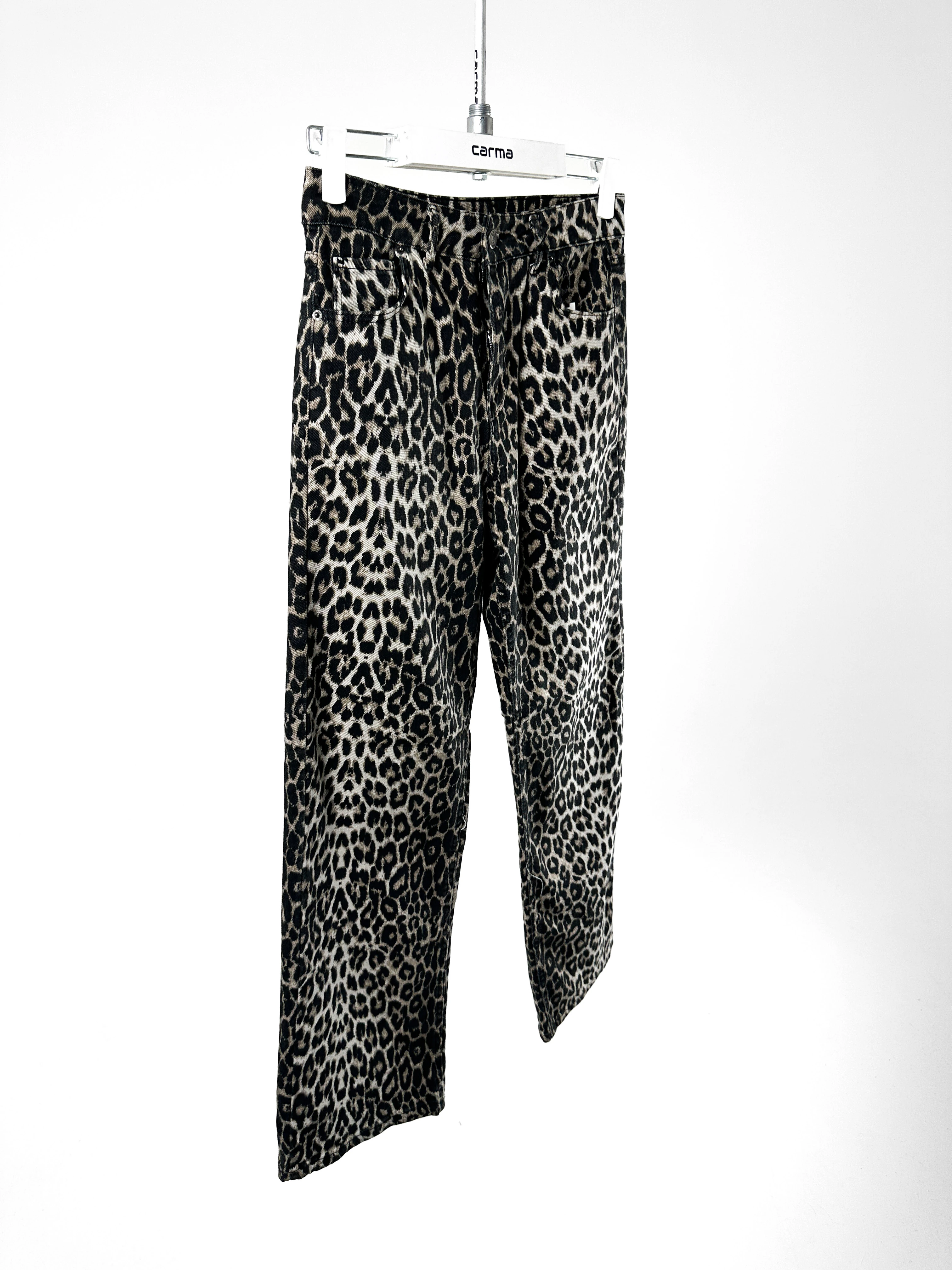 Leopar Desen Palazzo Pantolon