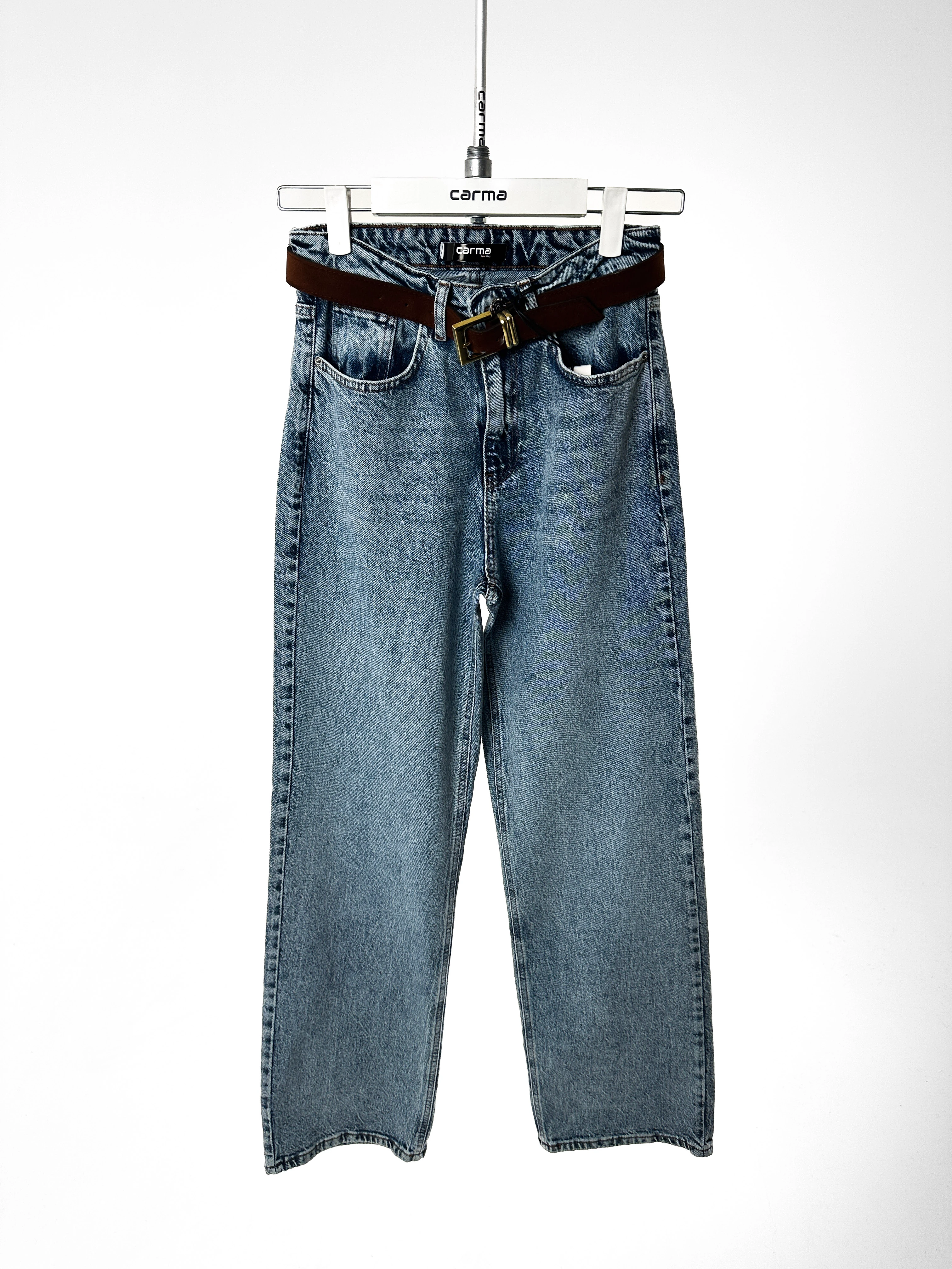 Straight Jean - yıkamalı açık mavi