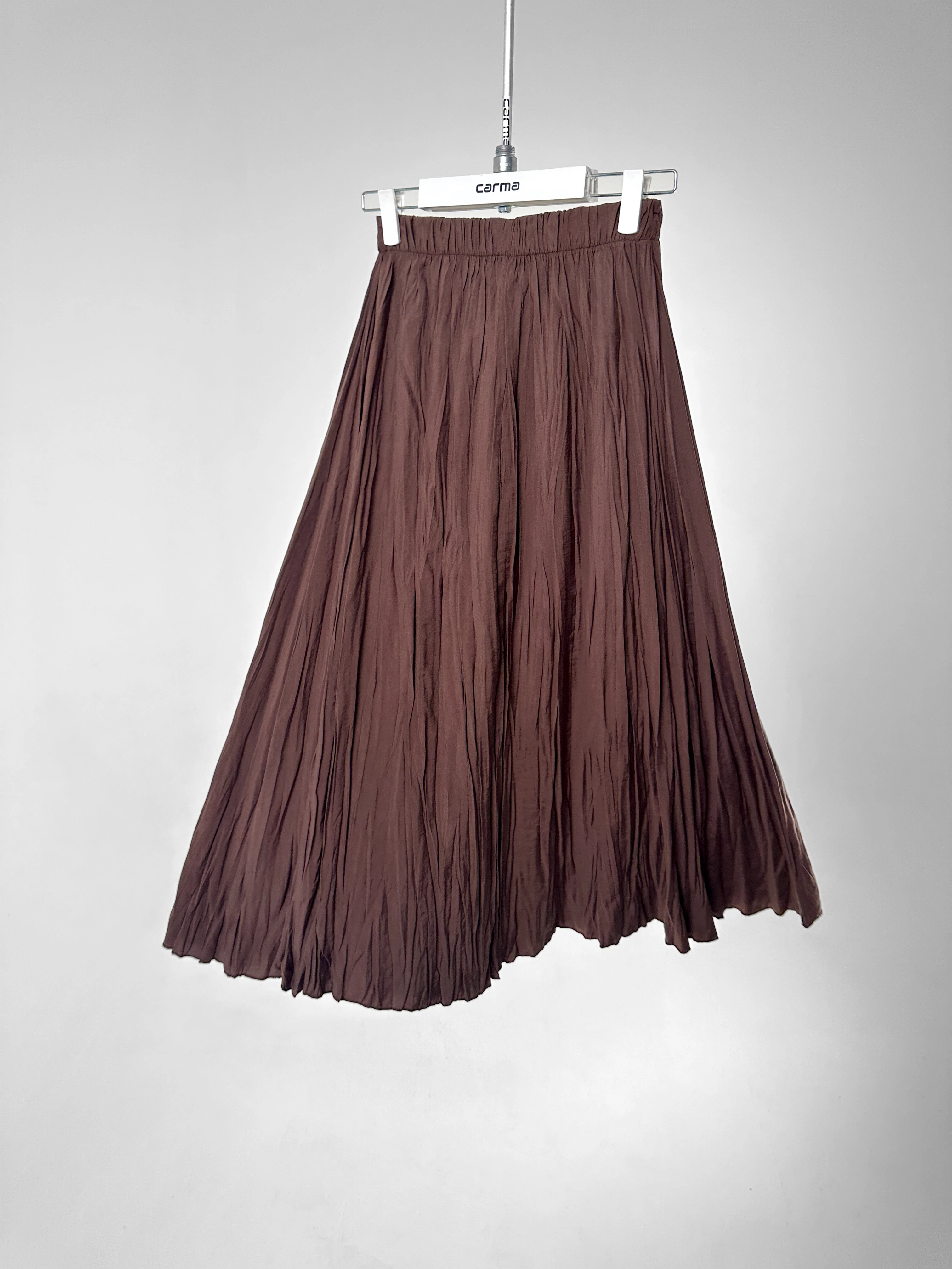 Dökümlü Kırışık Dokulu Etek - kahve