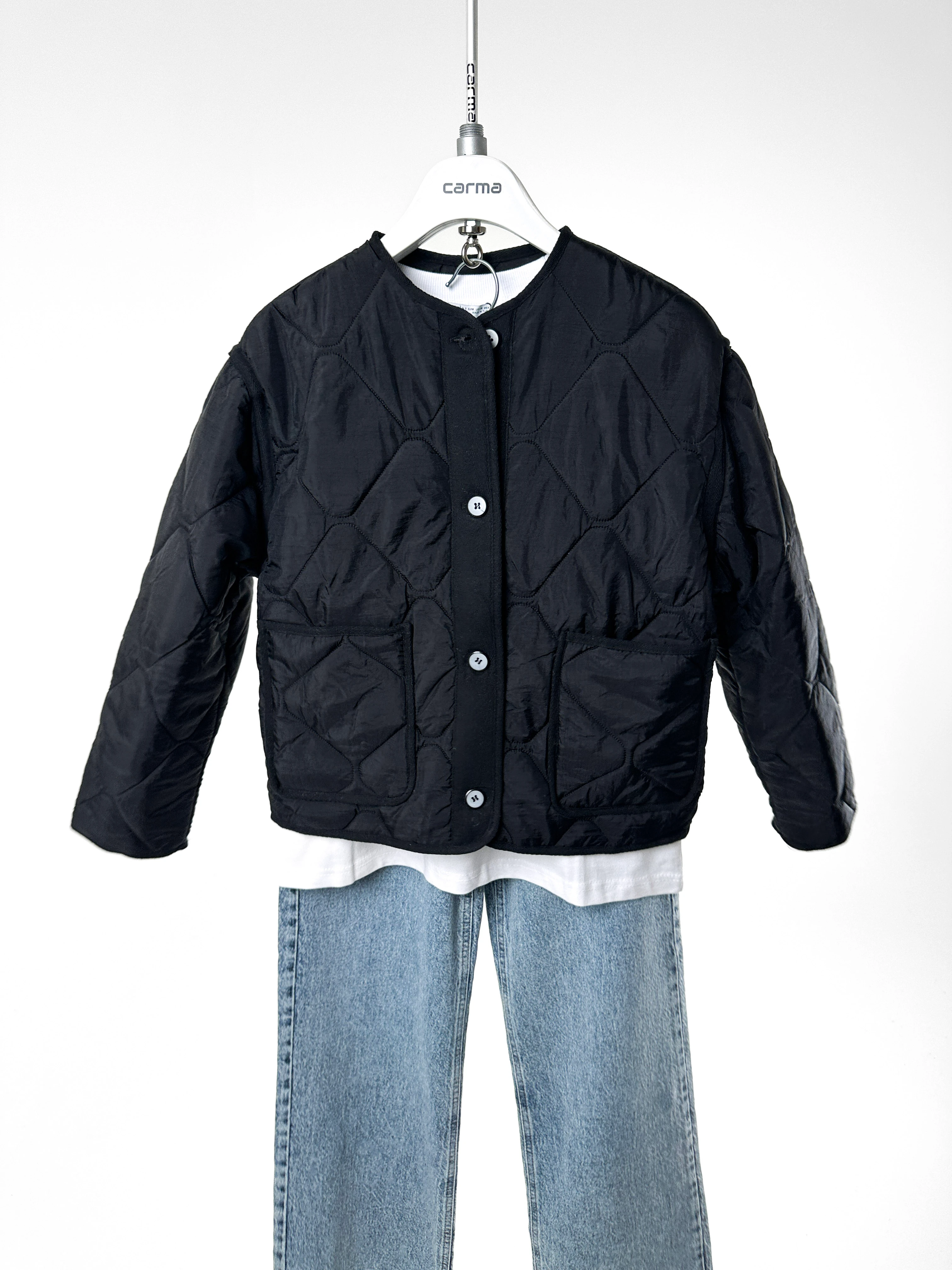 Kapitone Hafif Ceket - siyah