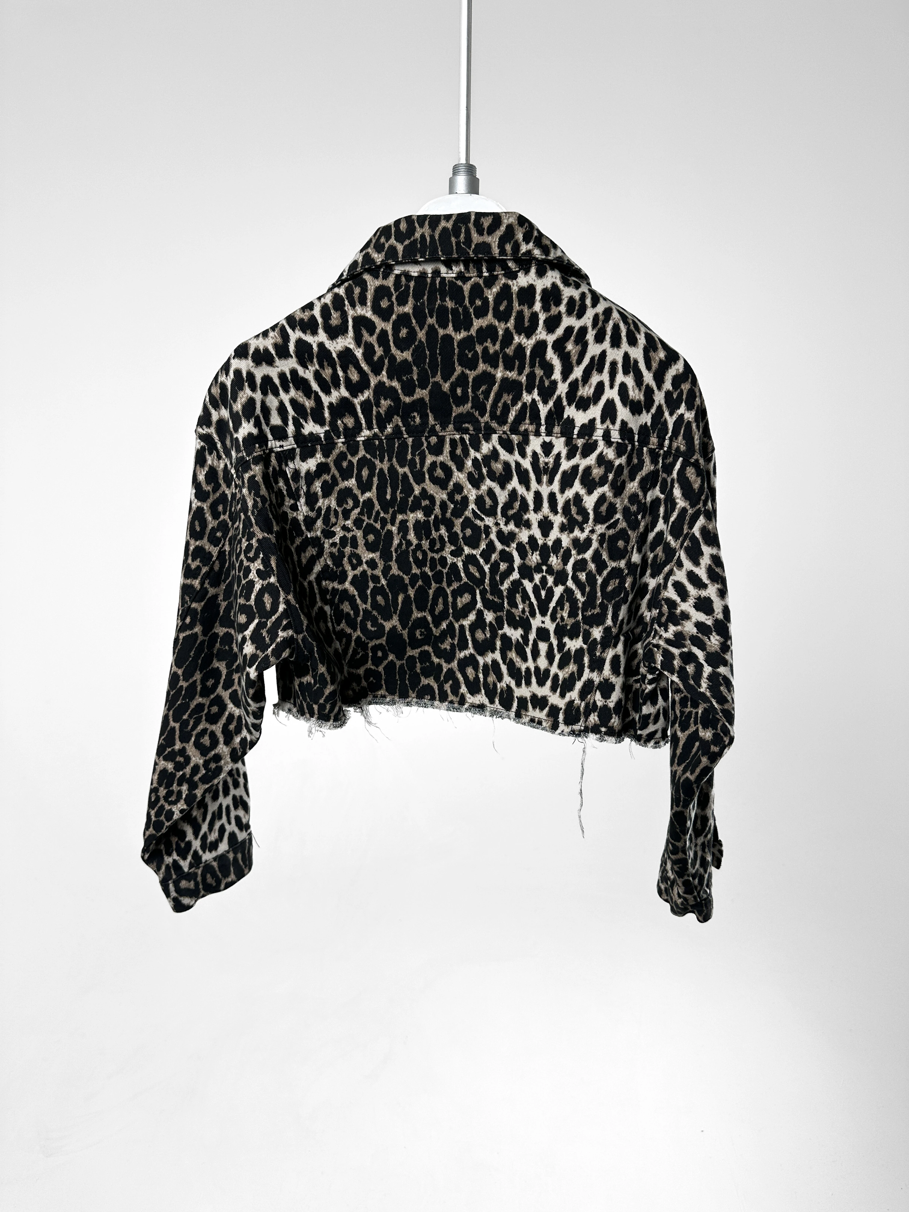 Leopar Desen Crop Ceket