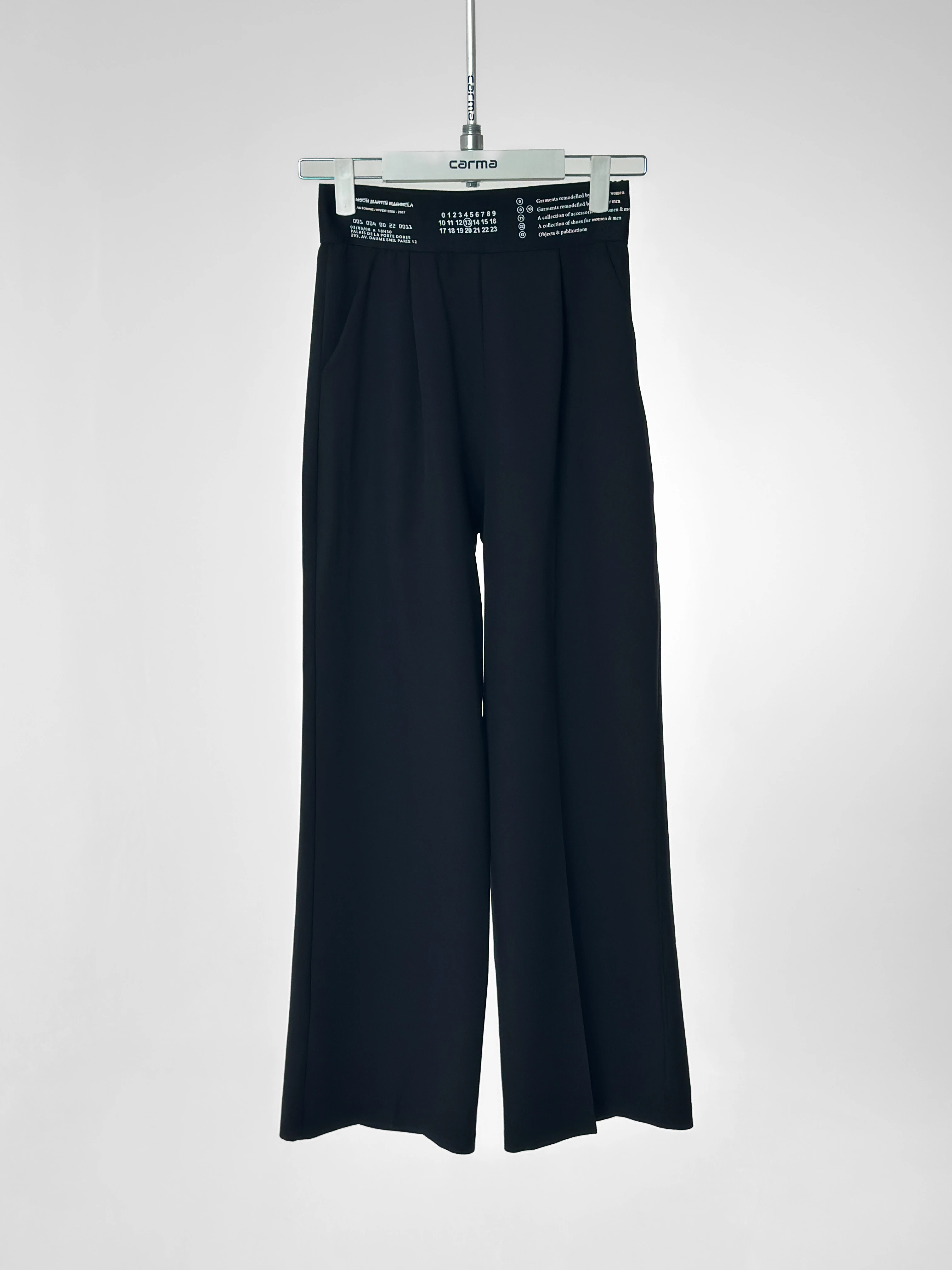 Yazılı Bel Detaylı Fit Pantolon - siyah