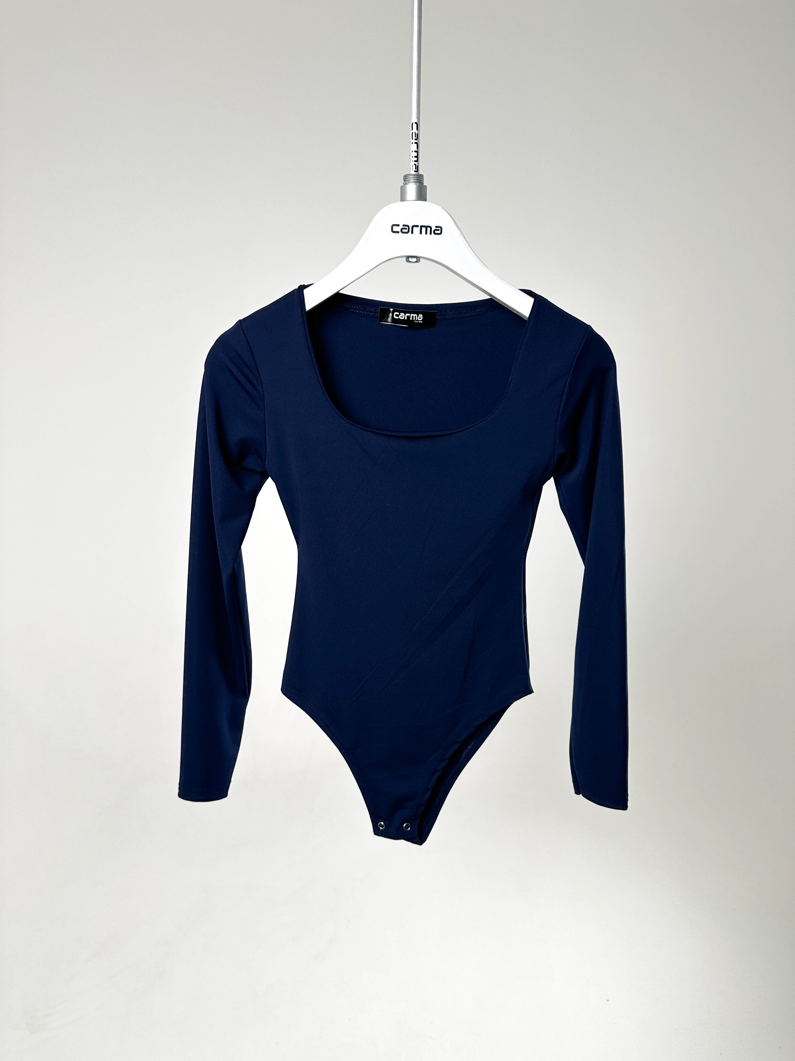 Uzun Kare Yaka Basic BodySuit - lacivert