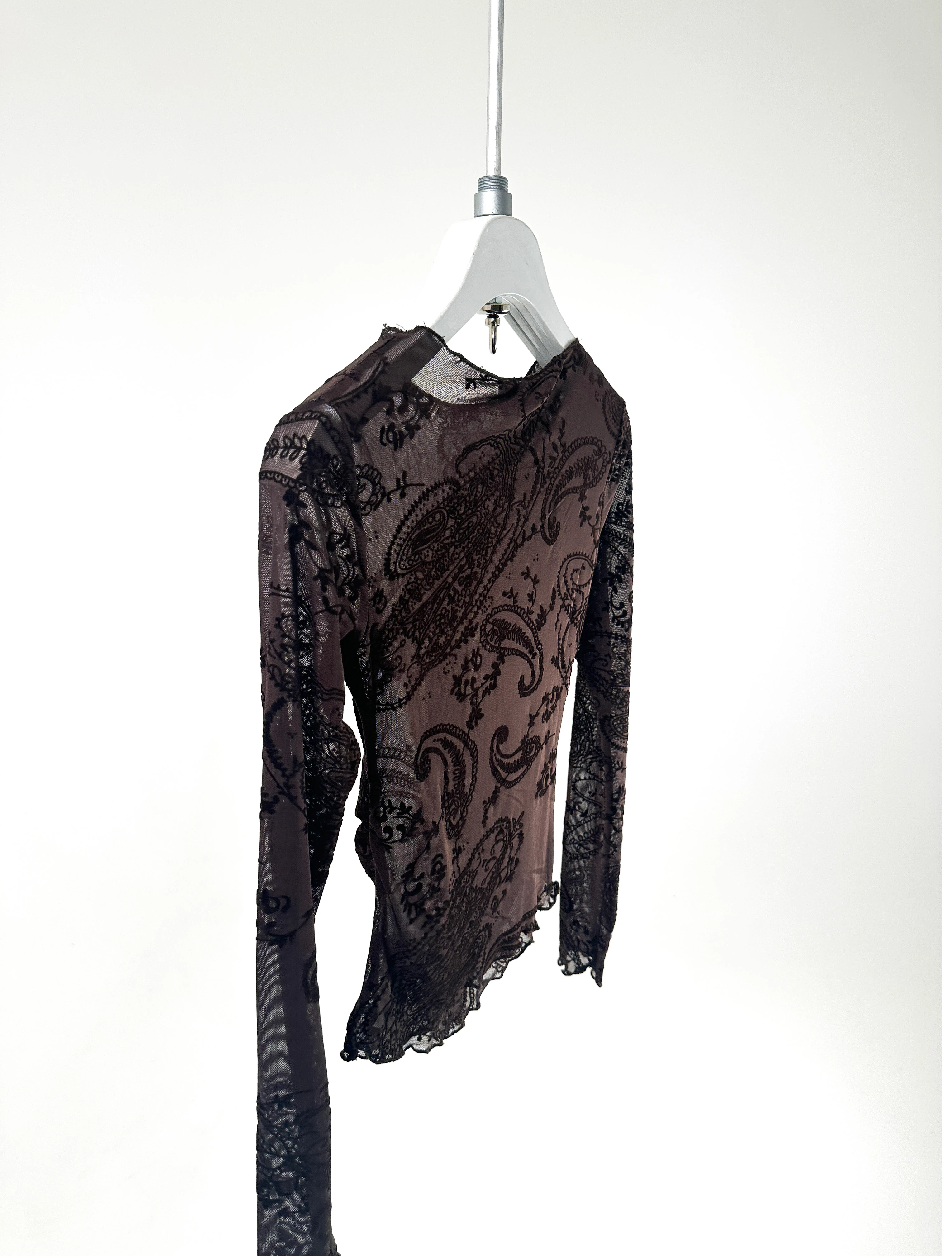 Desenli Transparan Tül Bluz