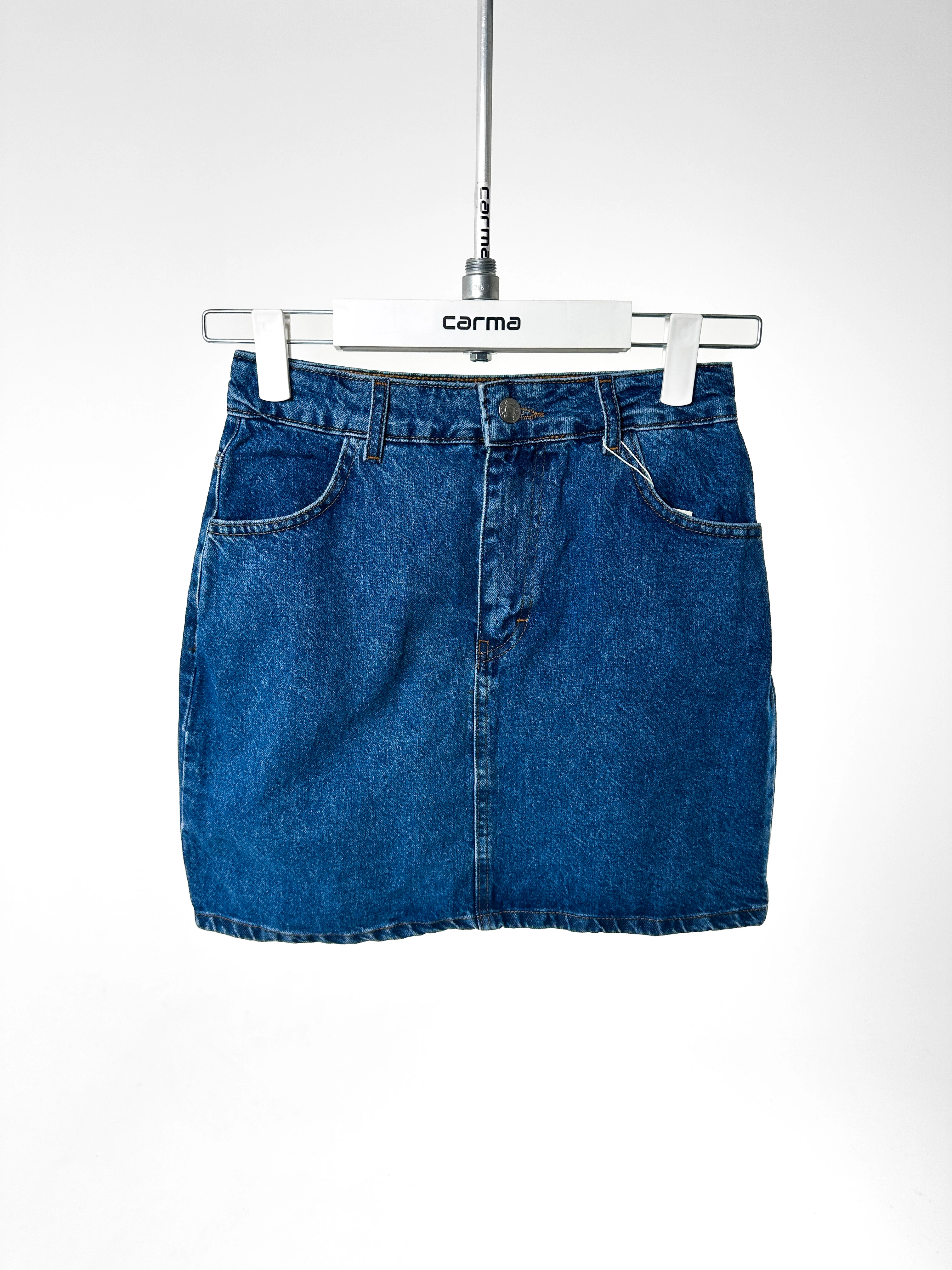 Denim Mini Etek - kot mavisi