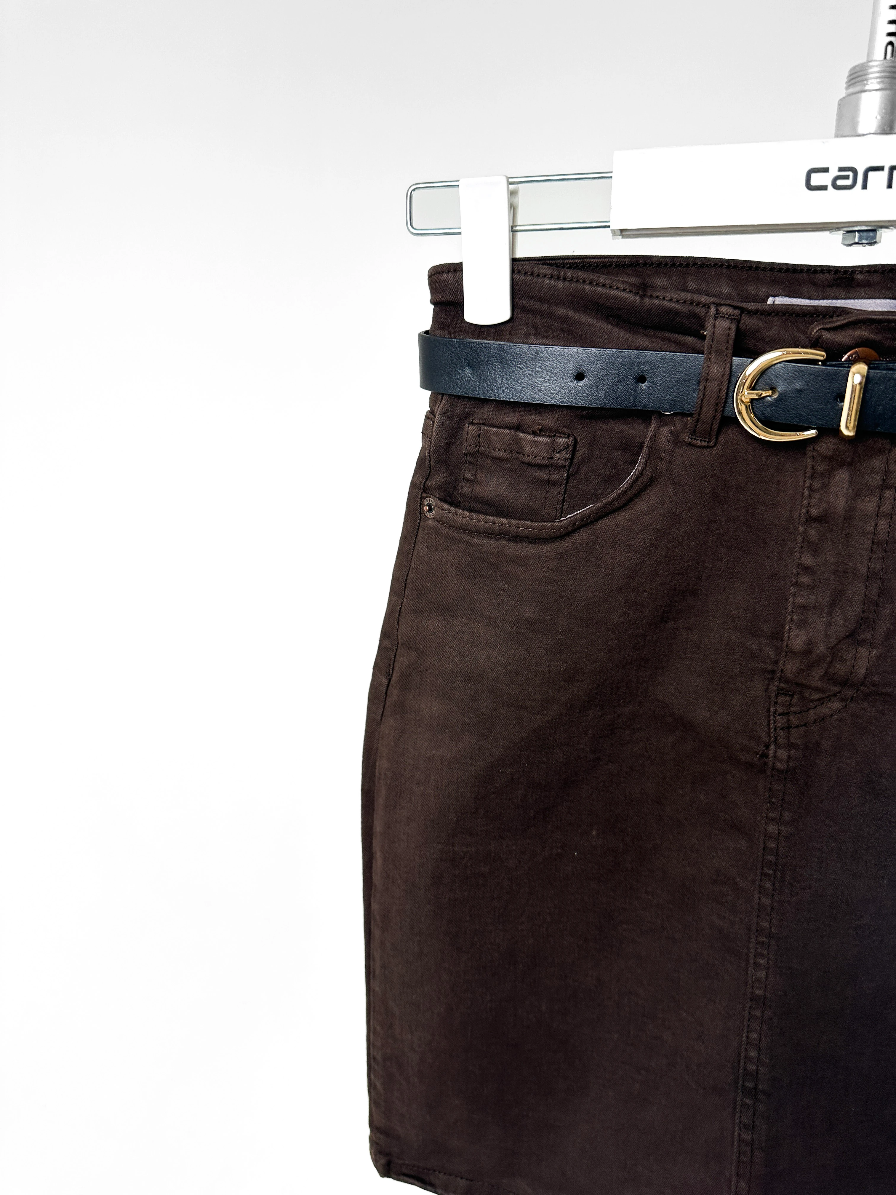 Kemerli Denim Mini Etek