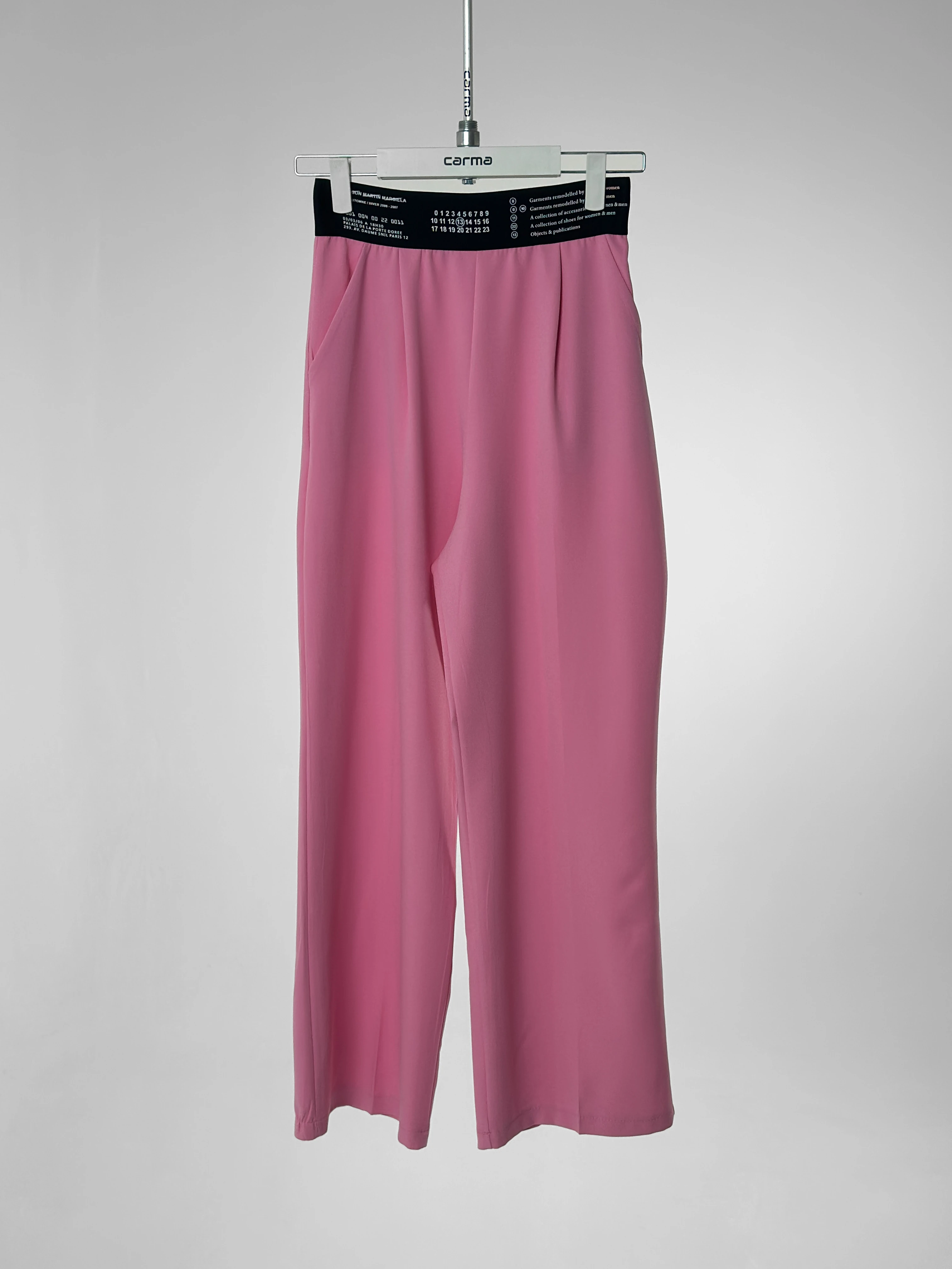 Yazılı Bel Detaylı Fit Pantolon - pembe