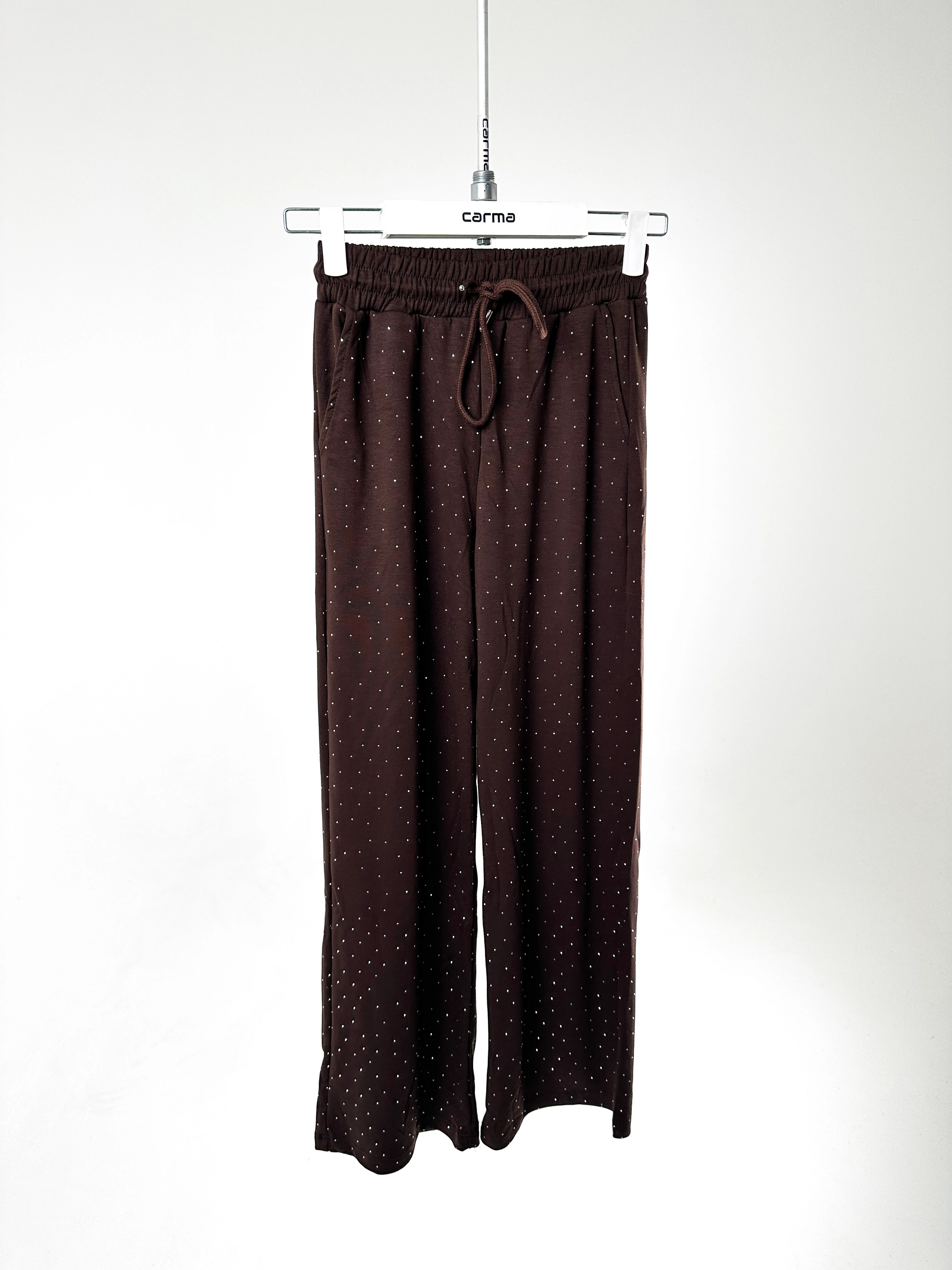 Taş Detaylı Palazzo Alt - kahve