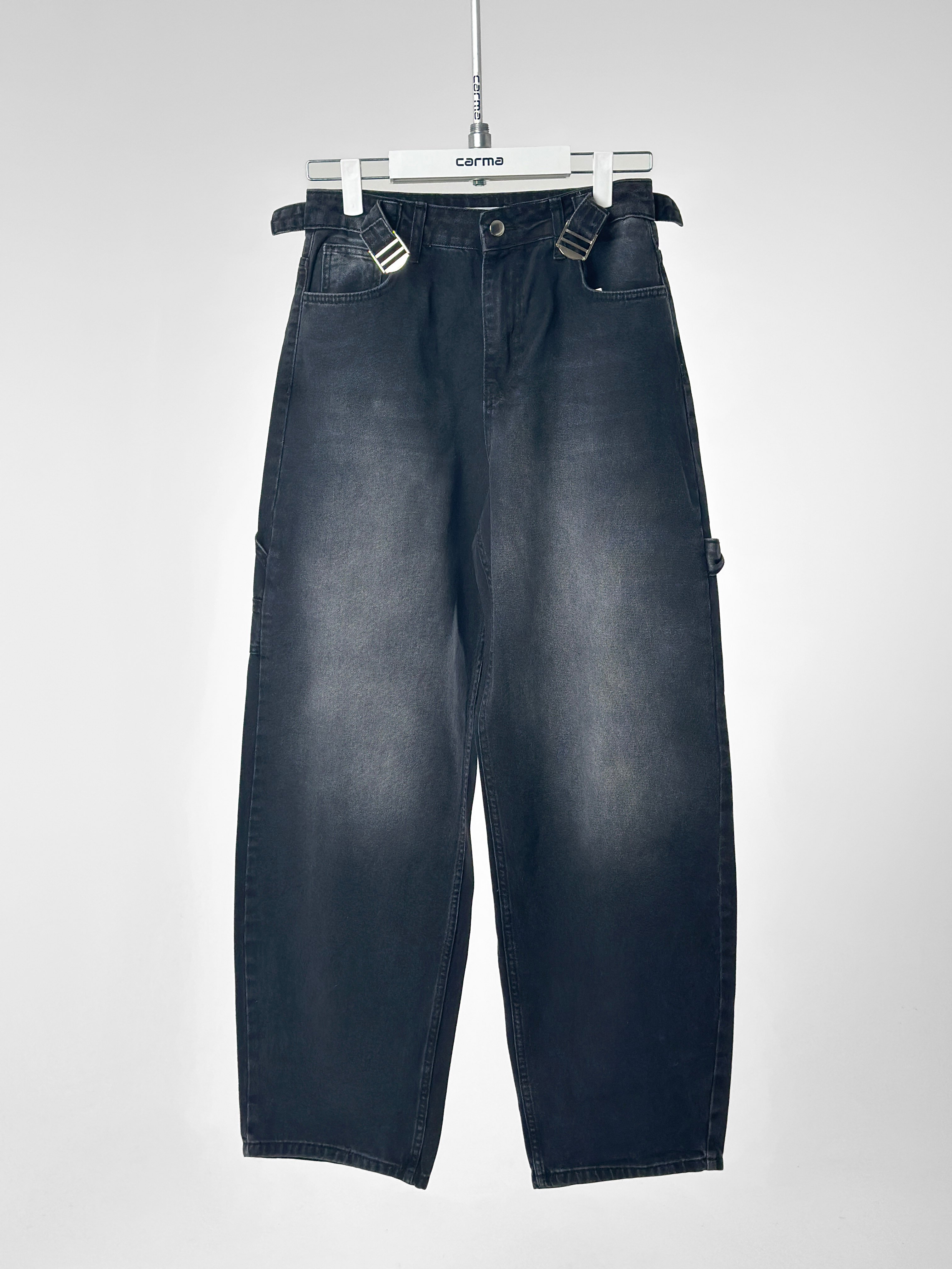 Tokalı Baggy Jean - siyah