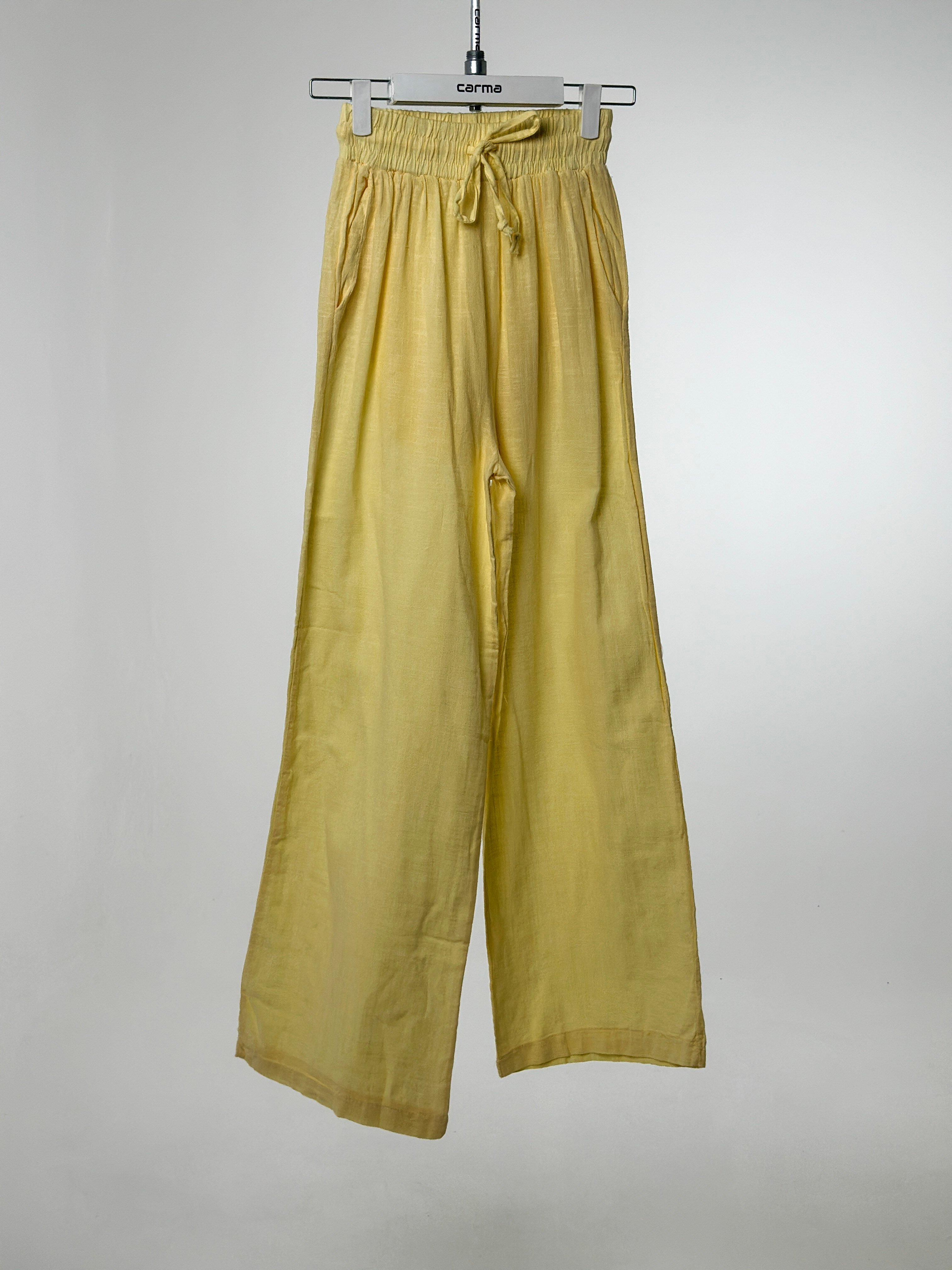 Keten Yazlık Pantolon - sarı