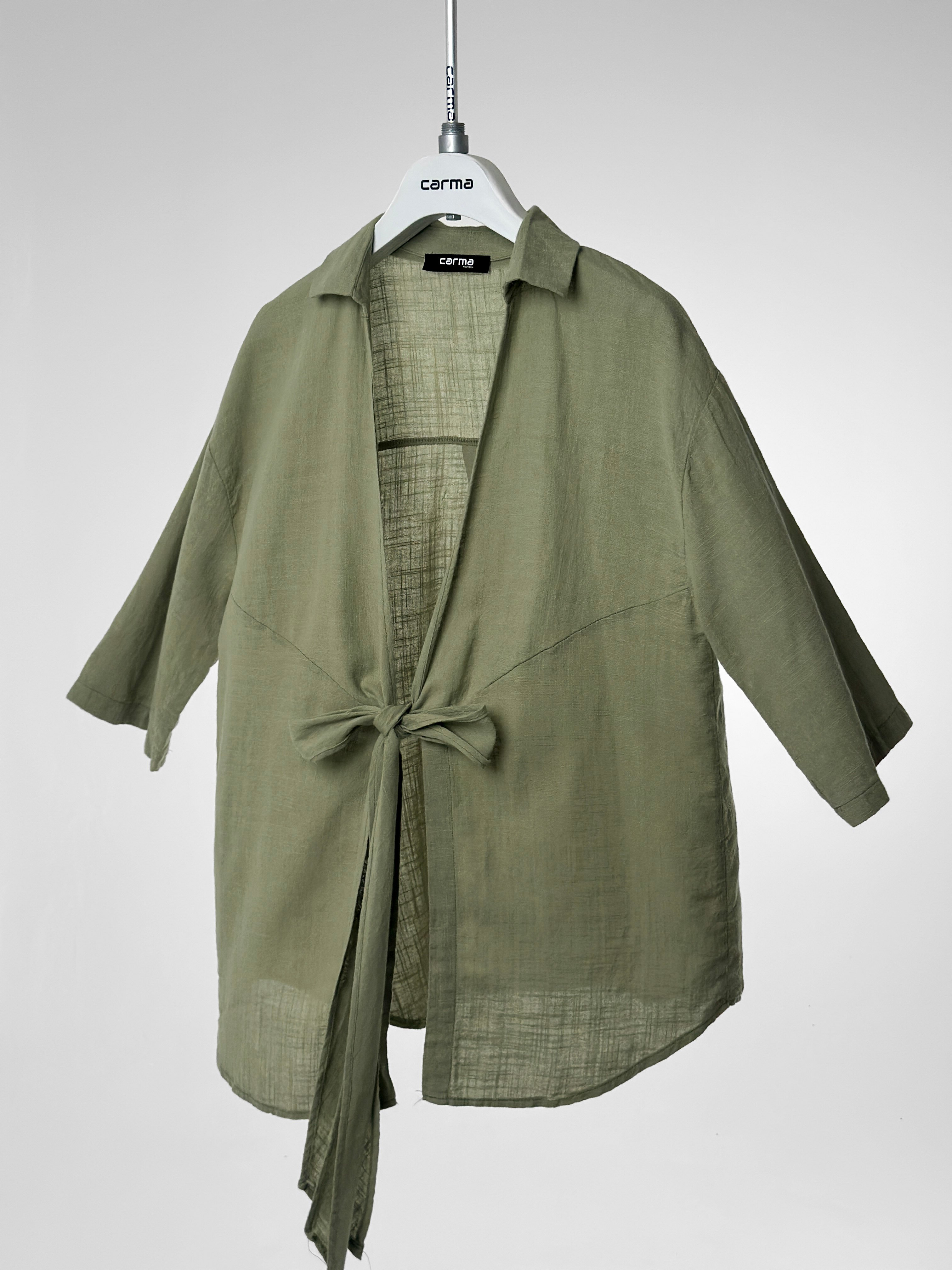 Keten Dokulu Kimono - haki