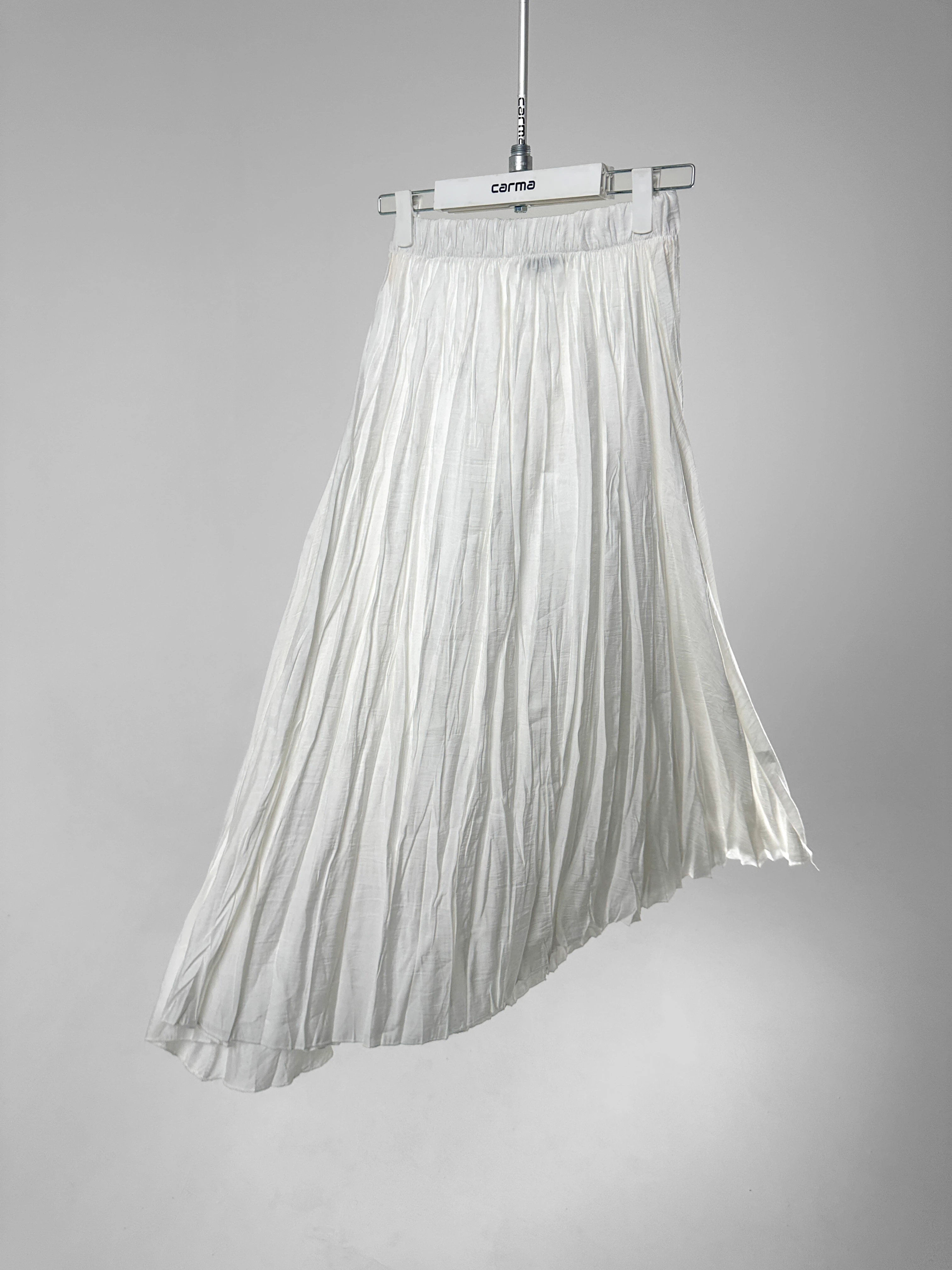 Dökümlü Kırışık Dokulu Etek - beyaz