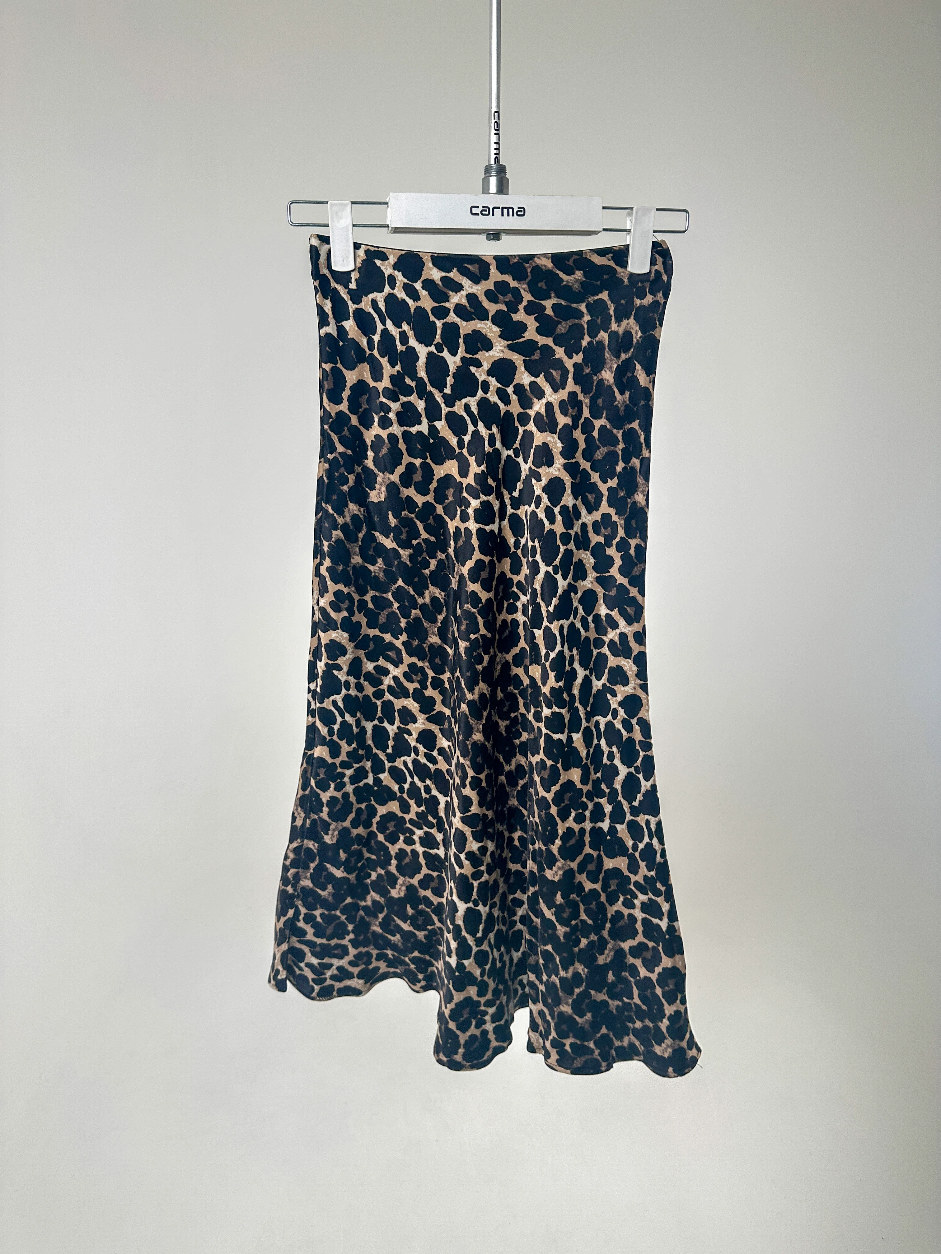 Leopar Desenli Saten Etek