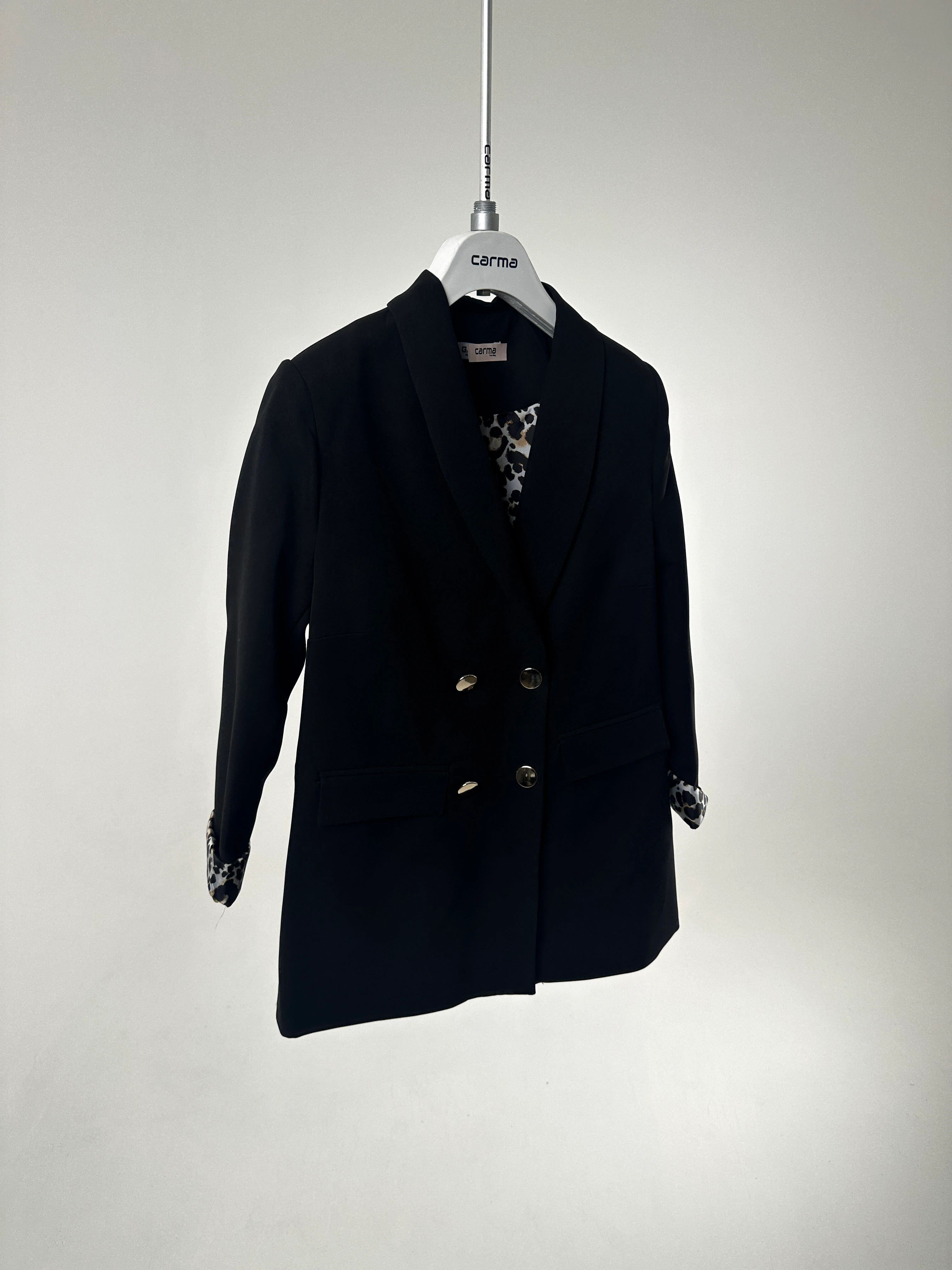 Leopar Astarlı Düğmeli Blazer Ceket