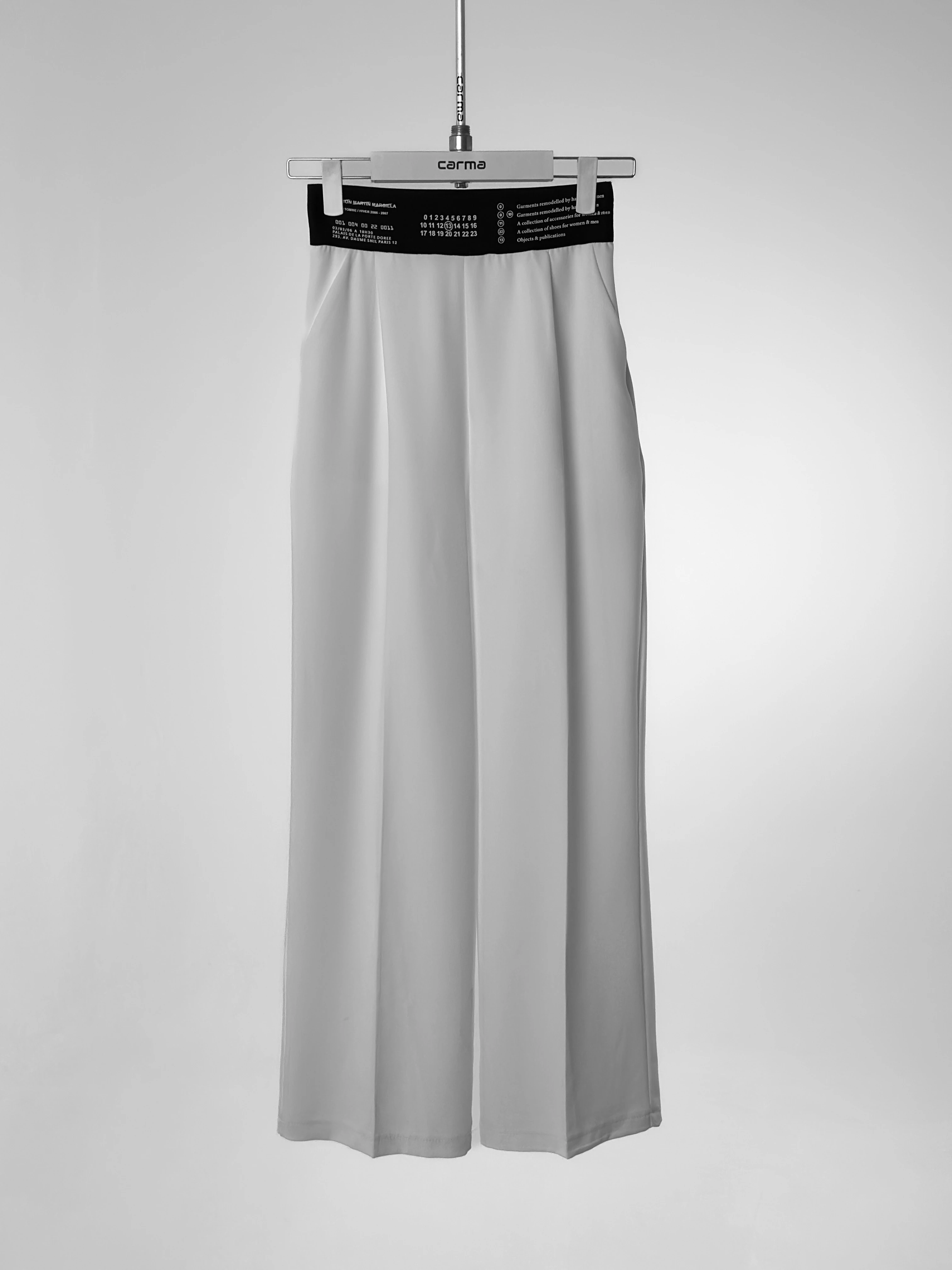 Yazılı Bel Detaylı Fit Pantolon - kırık beyaz