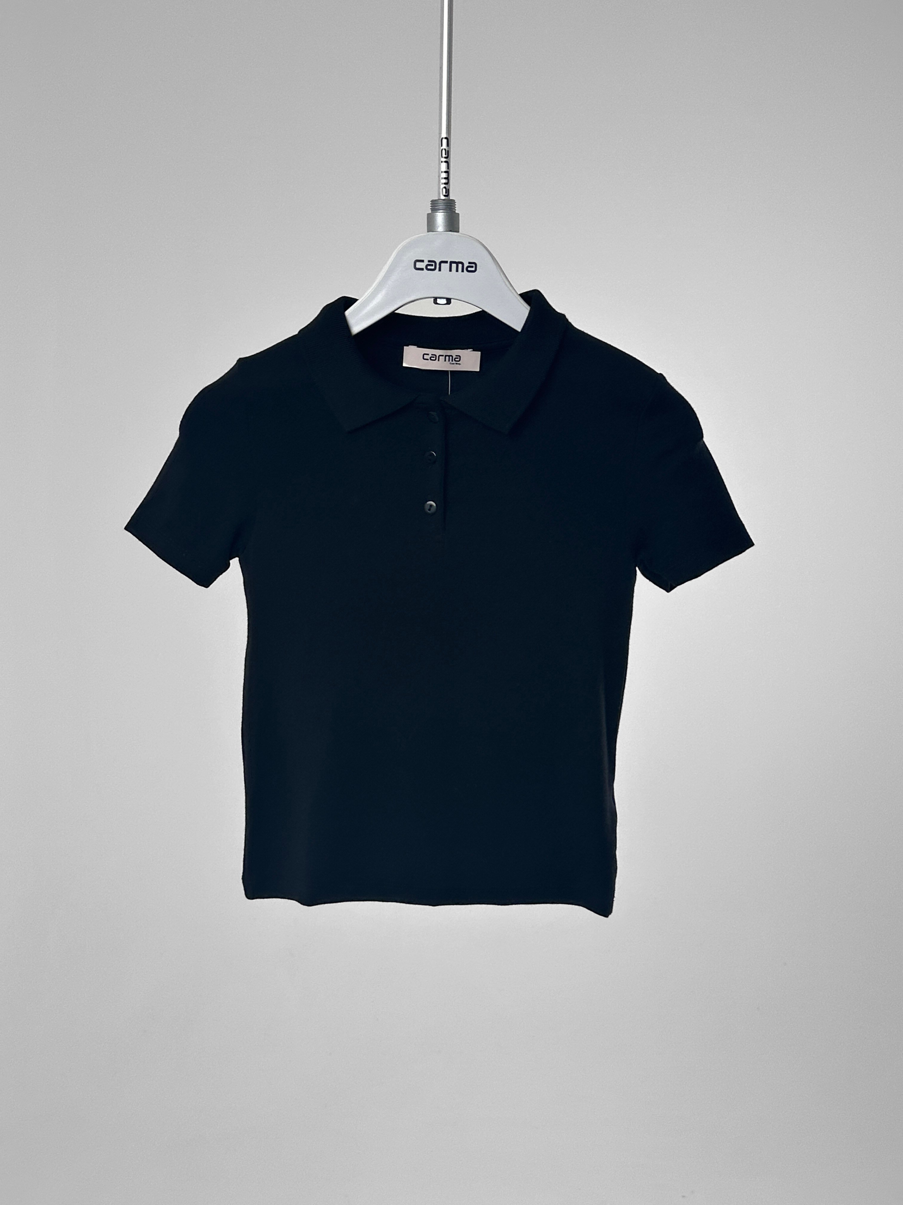 Polo Yaka Basic T-Shirt - siyah