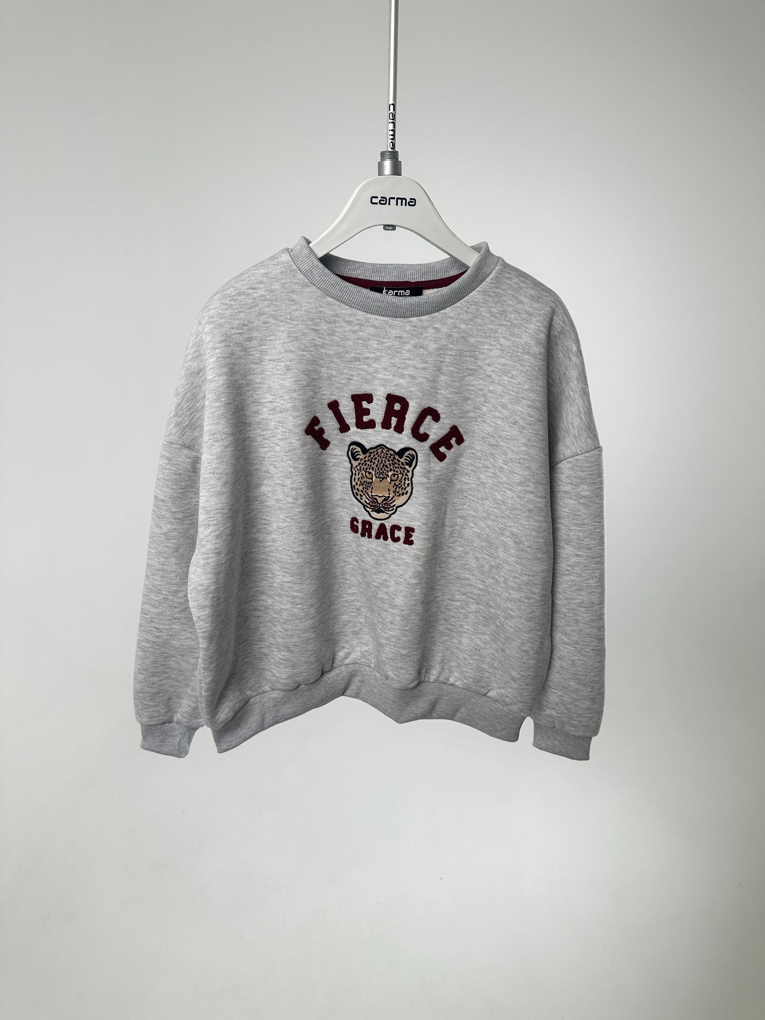 Fierce Nakışlı Sweat - açık gri