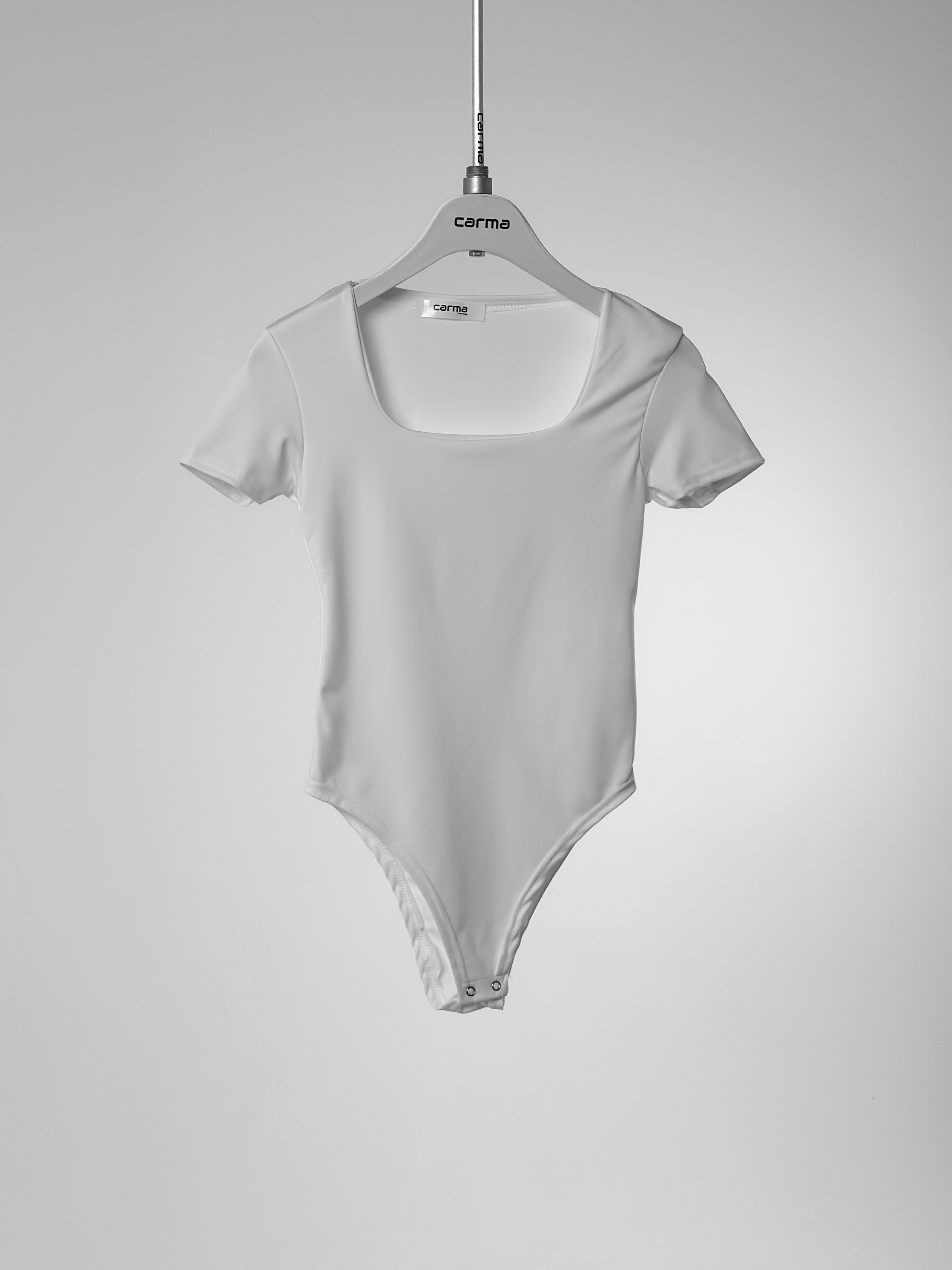 Kare Yaka Bodysuit - beyaz