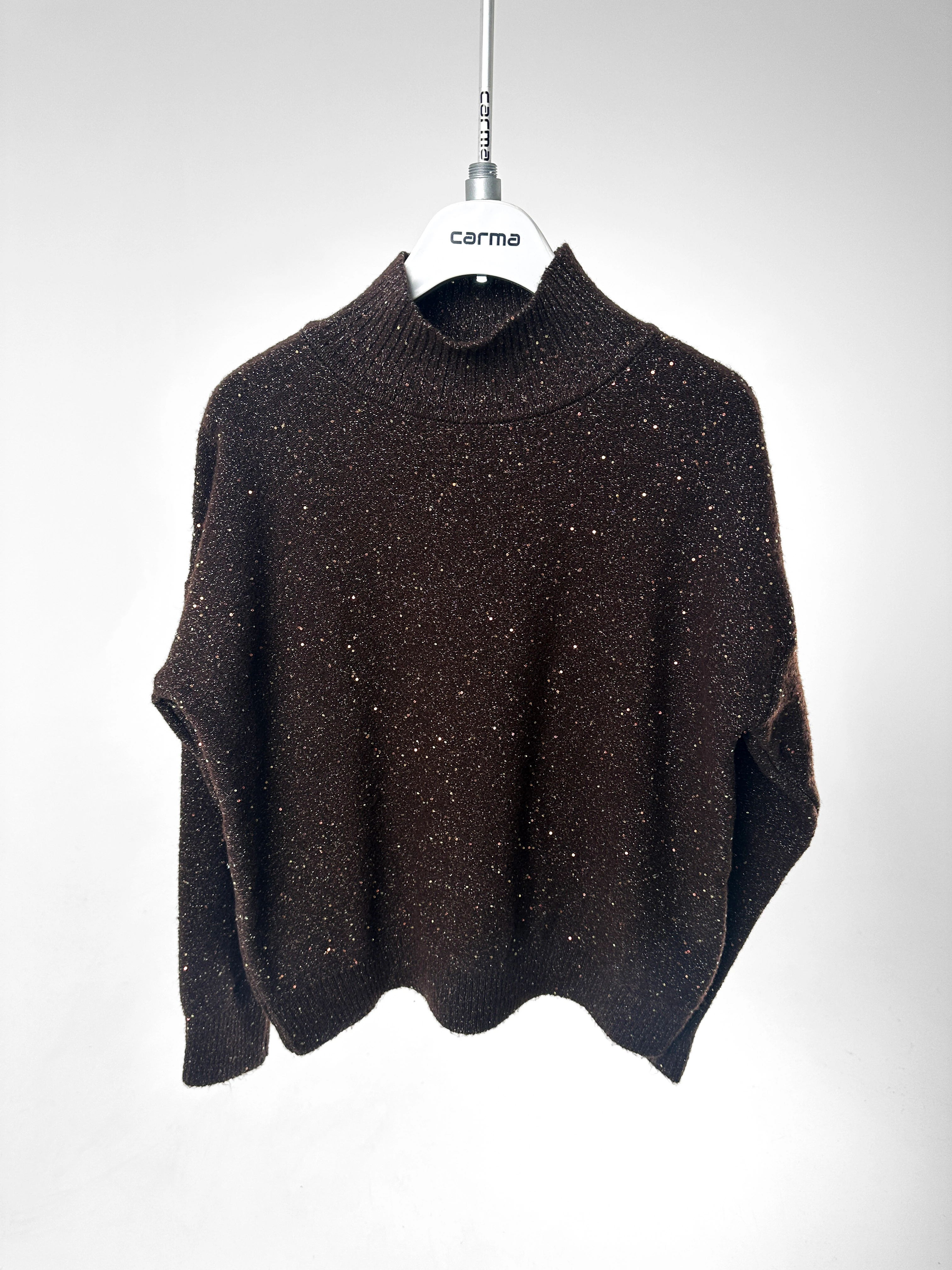 Simli Triko Kazak - kahve