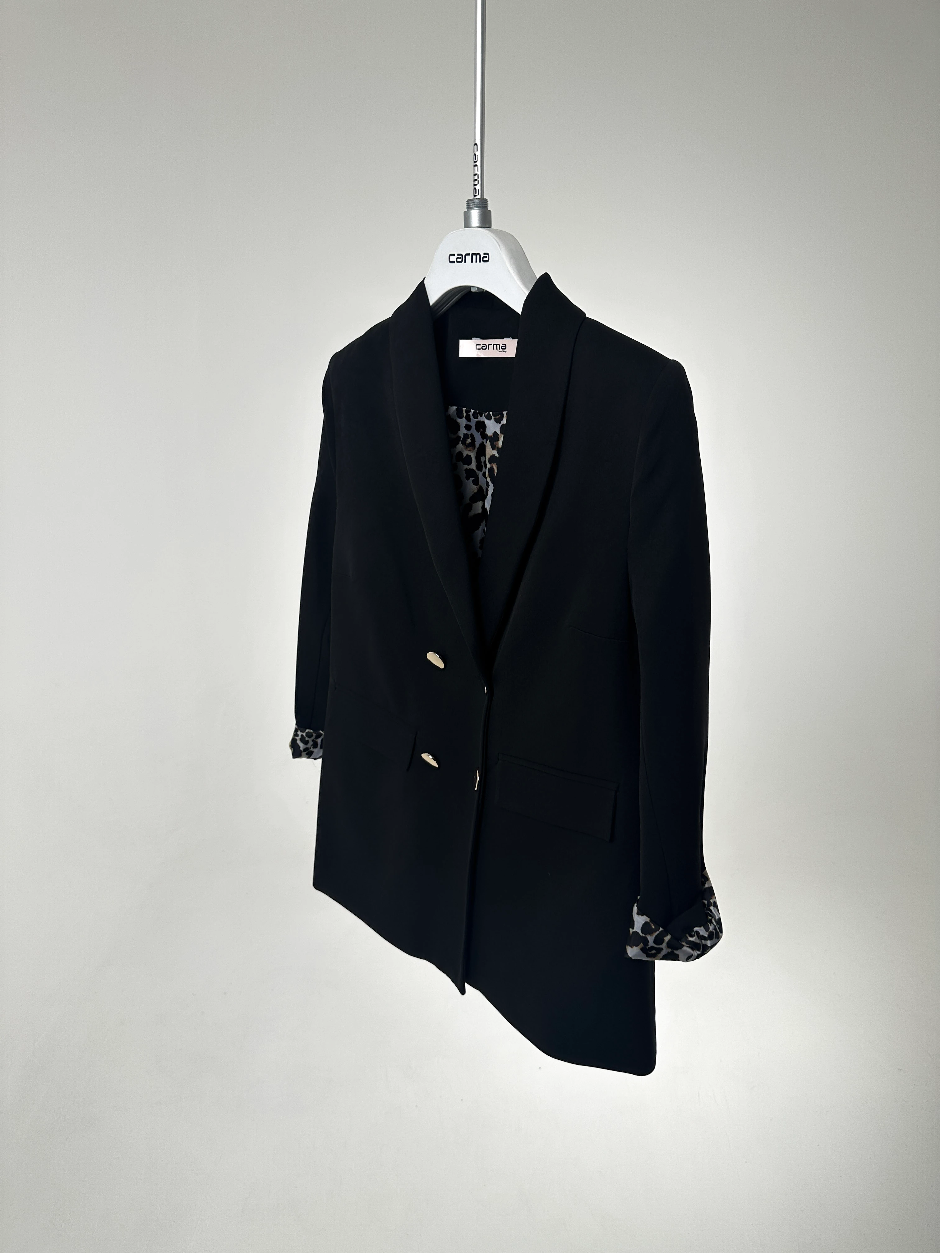 Leopar Astarlı Düğmeli Blazer Ceket