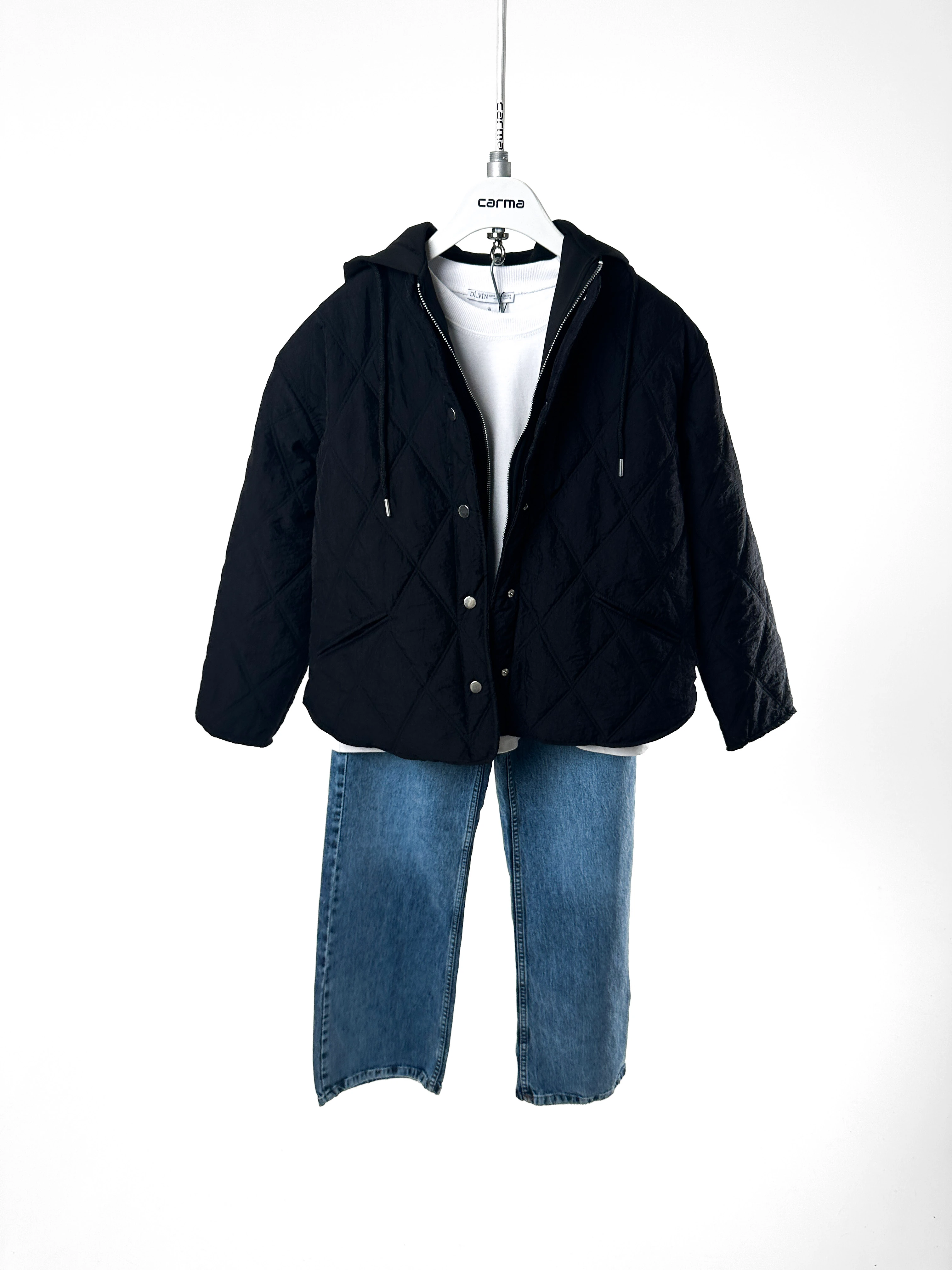 Kapitone Doku Detaylı Mont - siyah