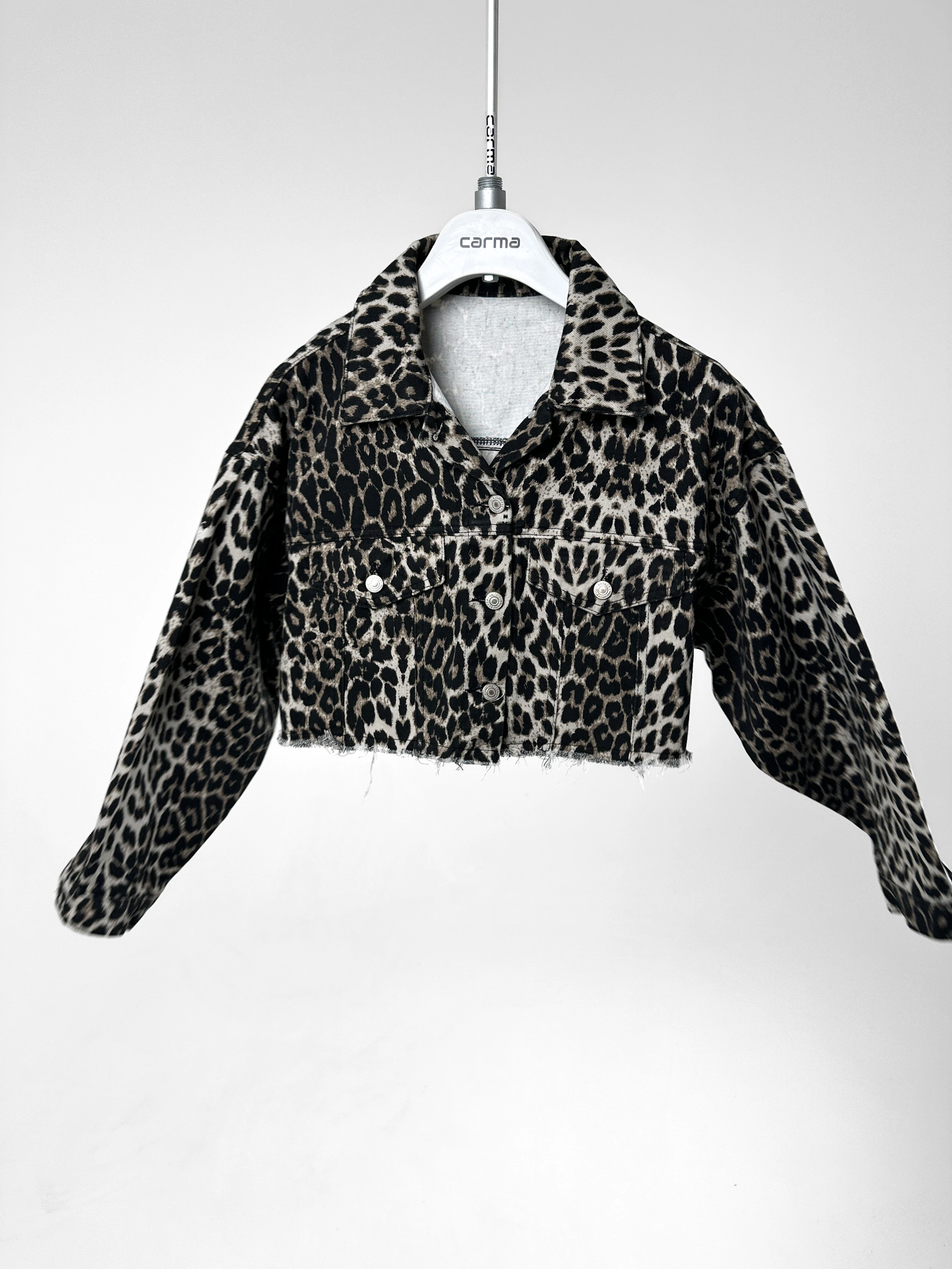 Leopar Desen Crop Ceket