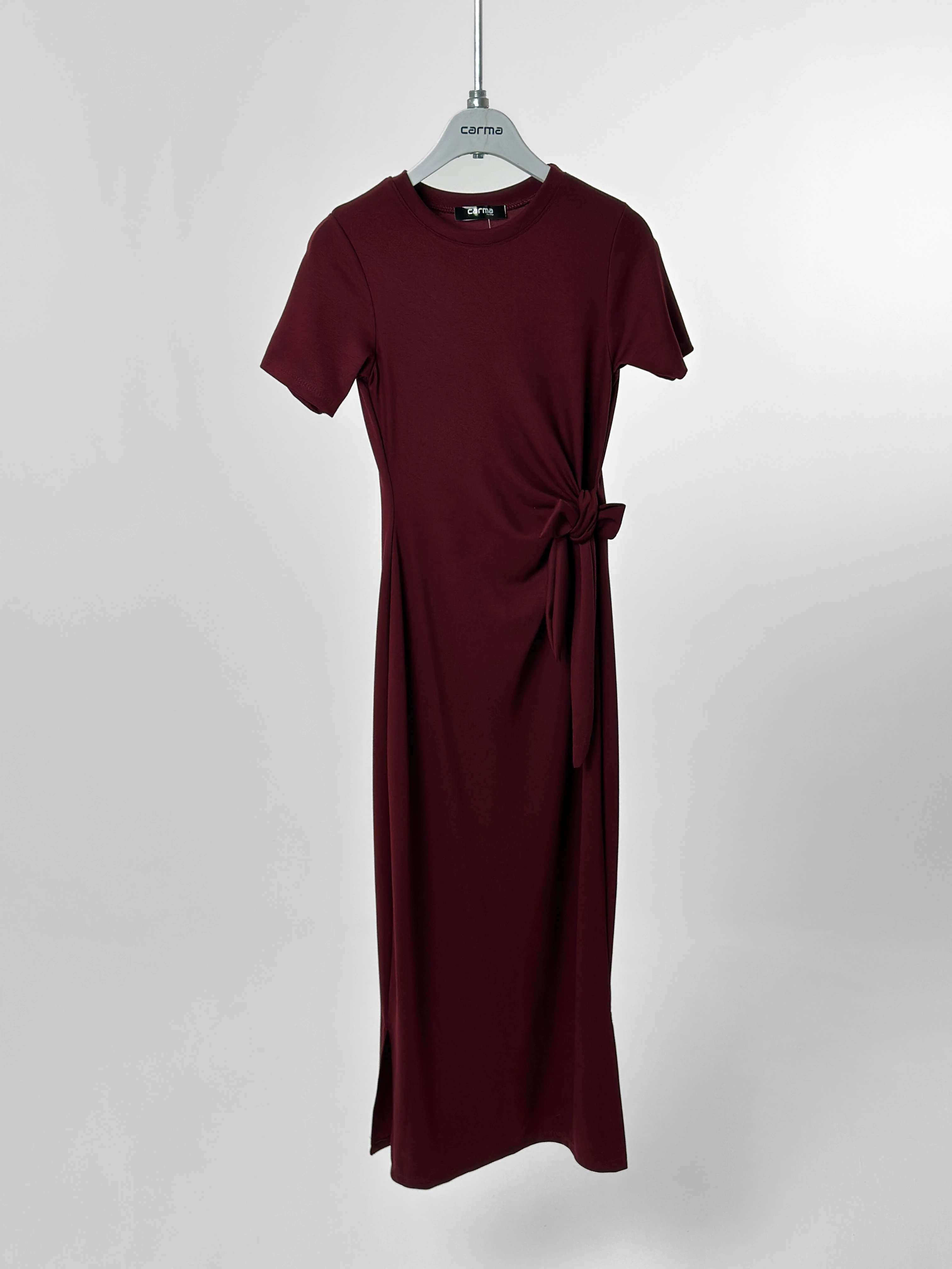 Bağlamalı Maxi Elbise - bordo