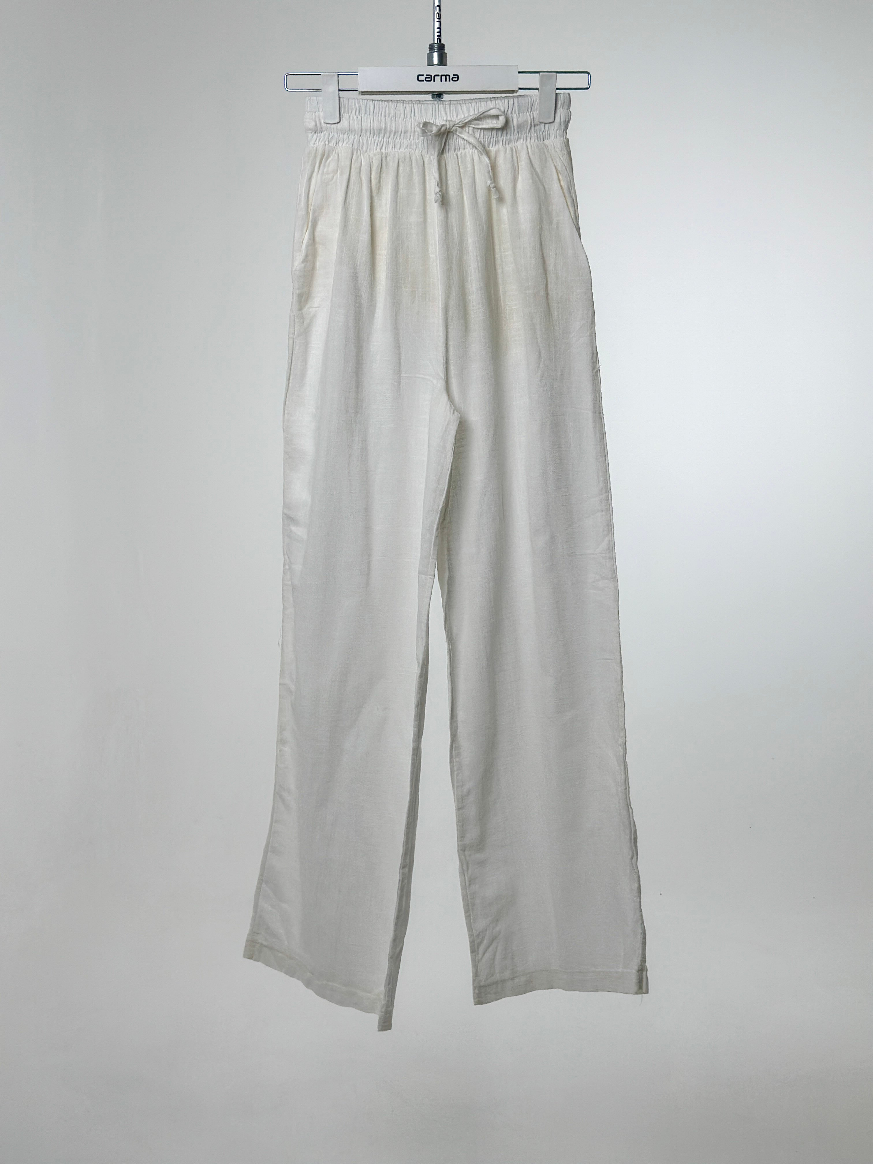 Keten Yazlık Pantolon - beyaz