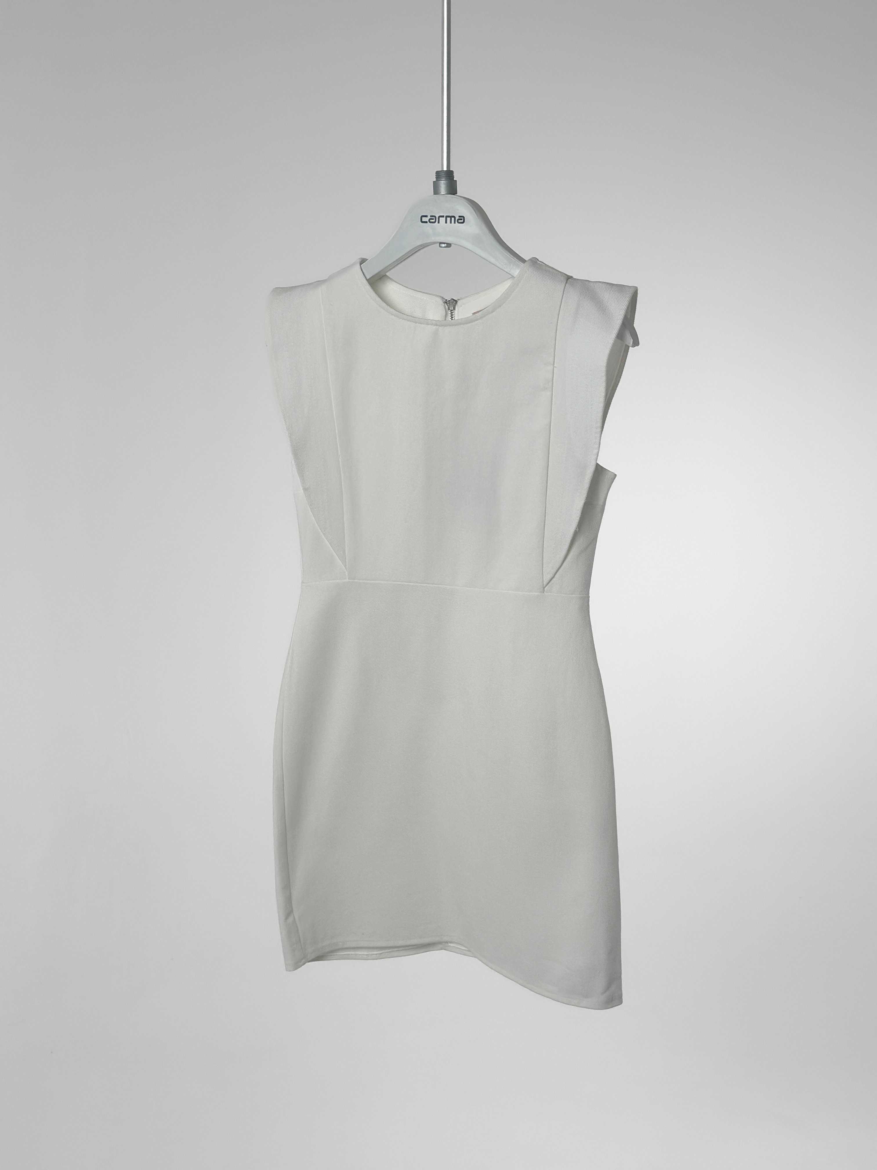 Dik Form Mini Elbise - beyaz