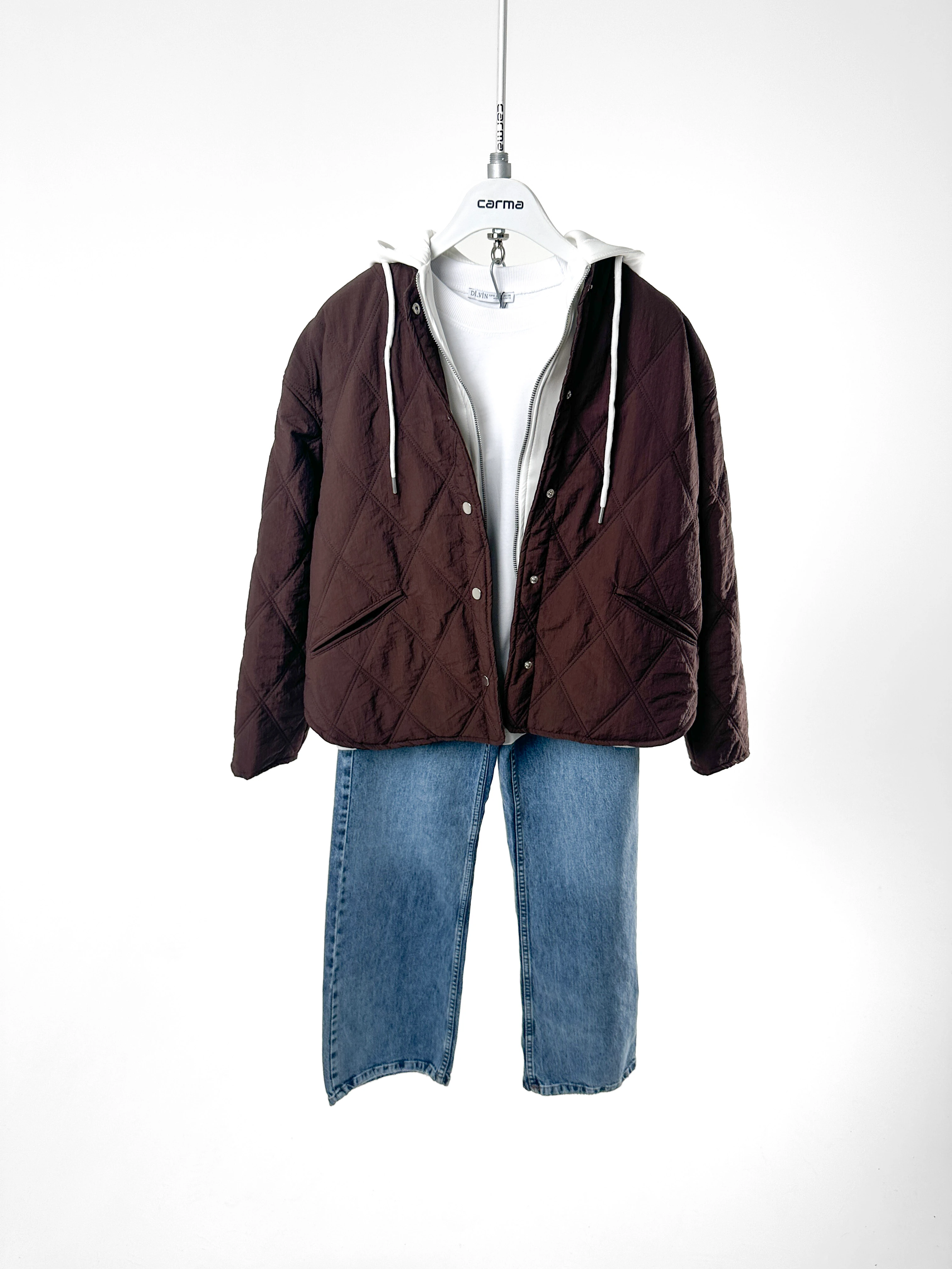 Kapitone Doku Detaylı Mont - acı kahve