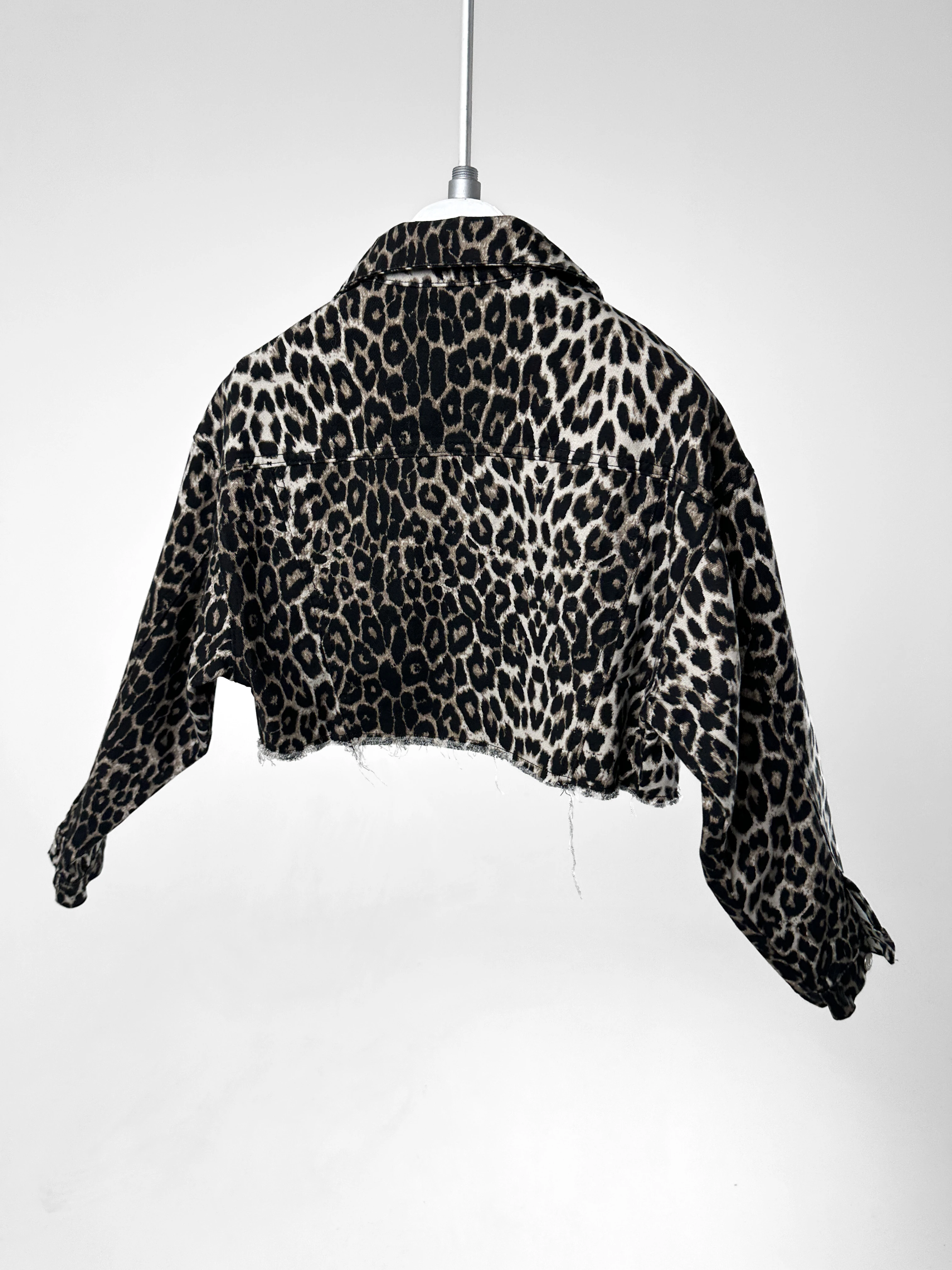Leopar Desen Crop Ceket