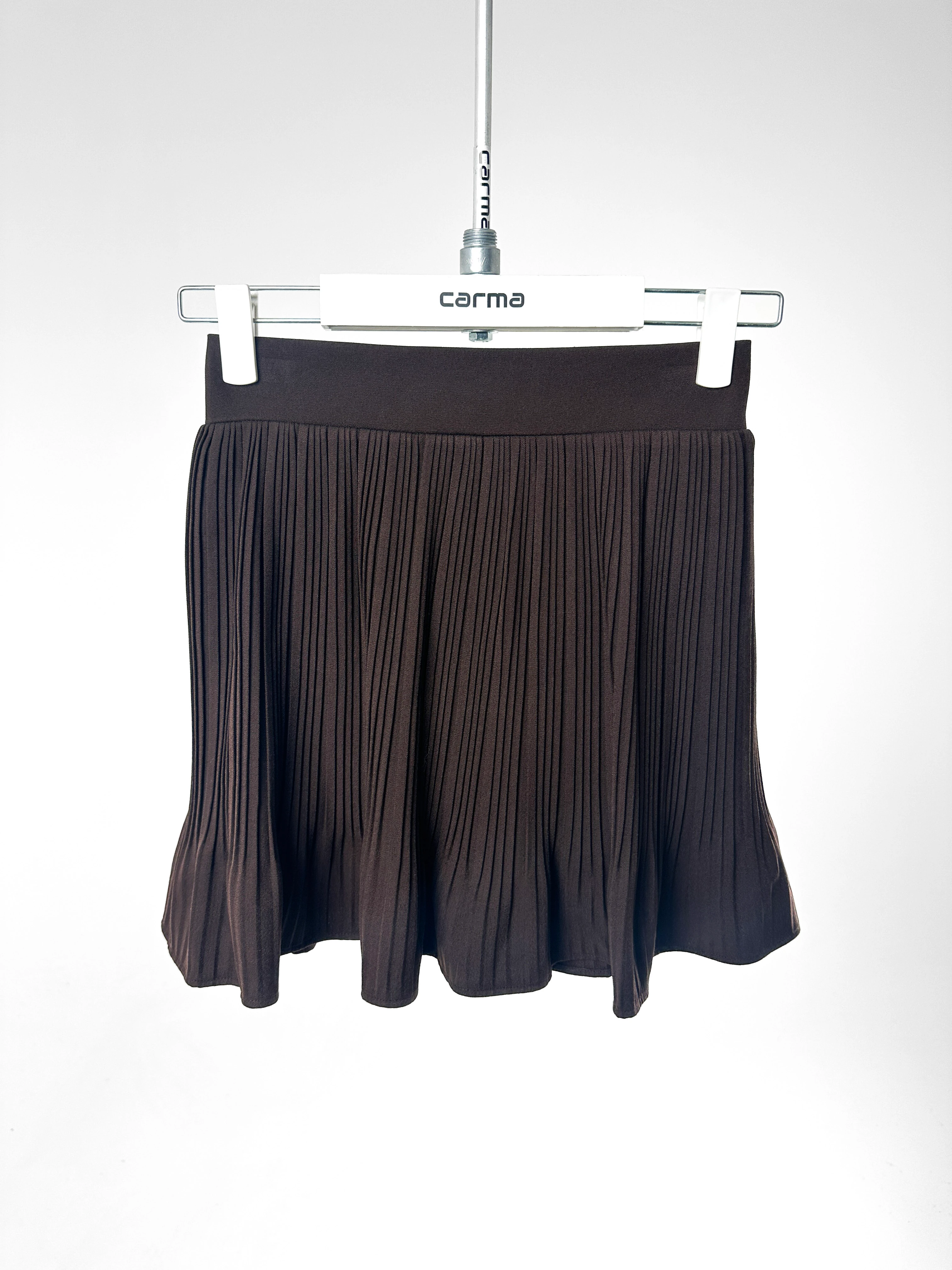 Pliseli Şort Etek - kahve