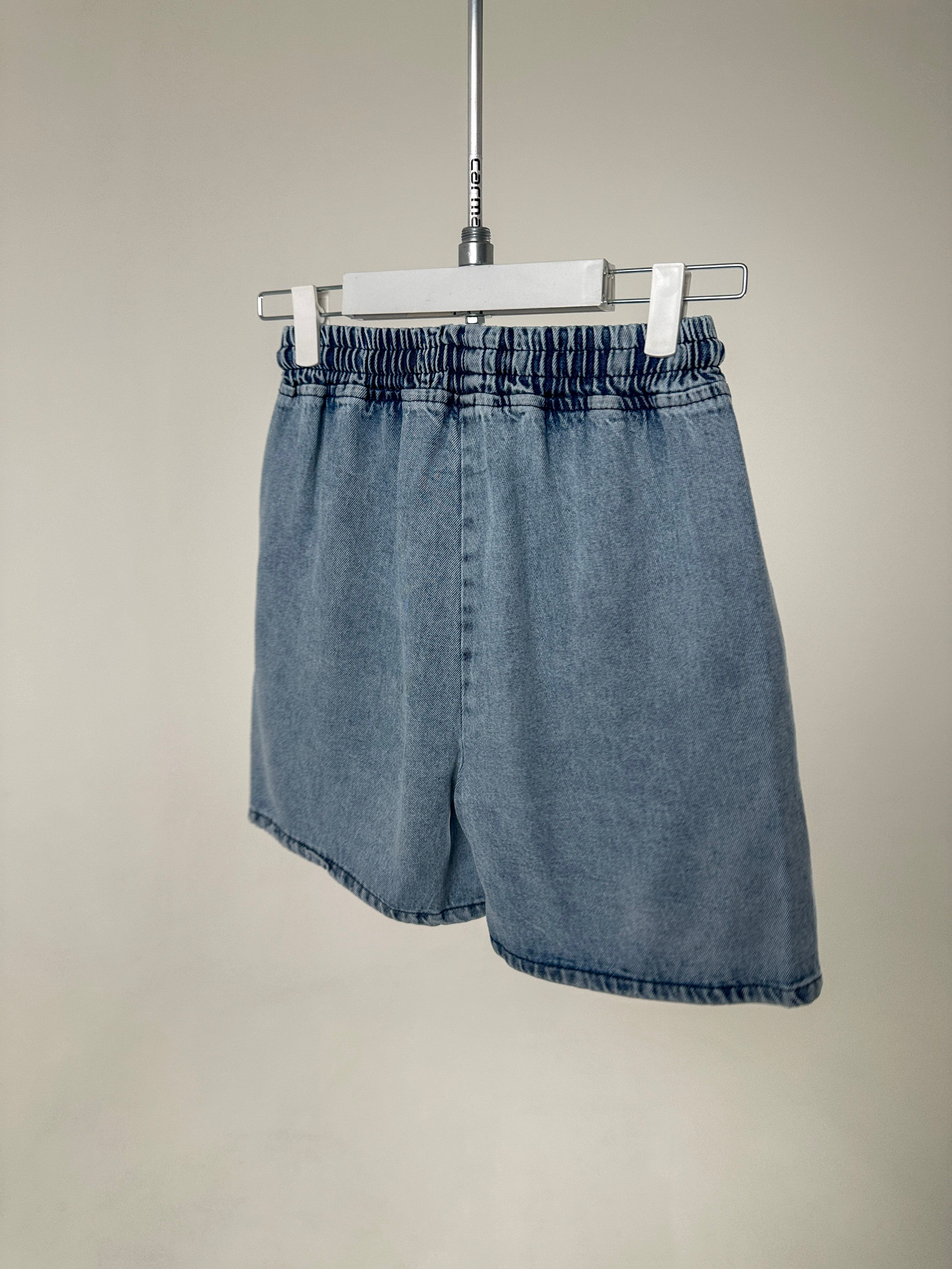 Lastikli Cepli Denim Şort