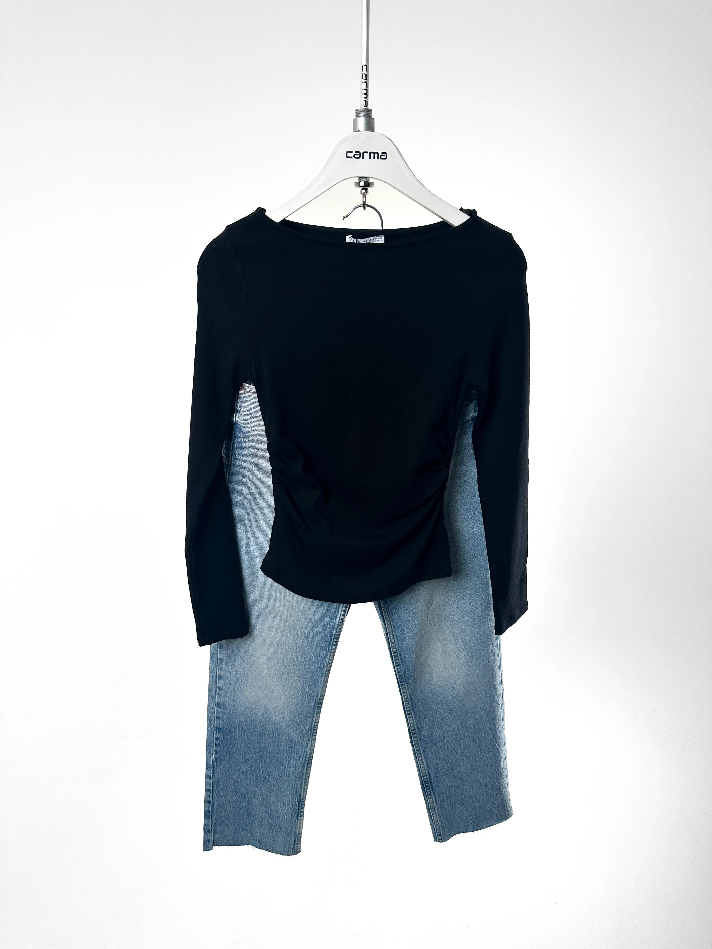 Büzgü Detaylı Bluz - siyah