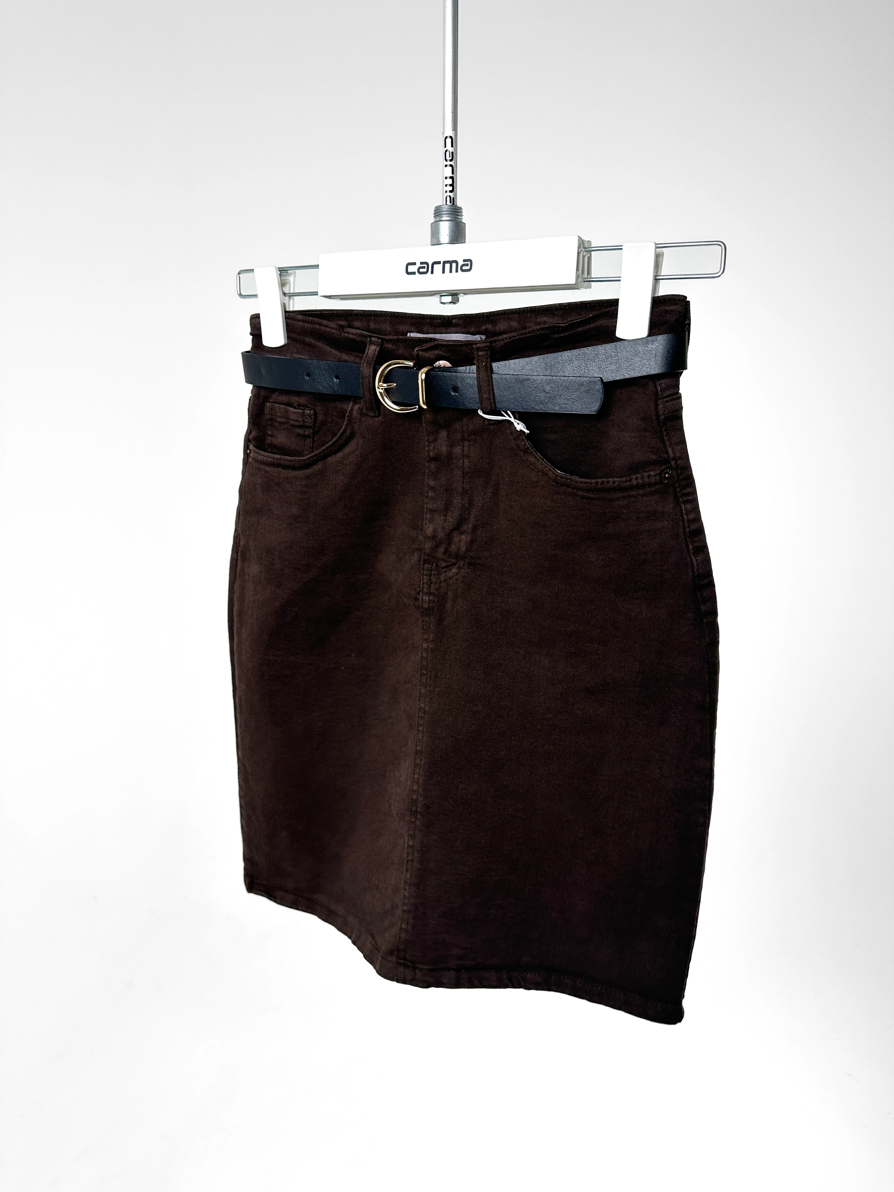 Kemerli Denim Mini Etek