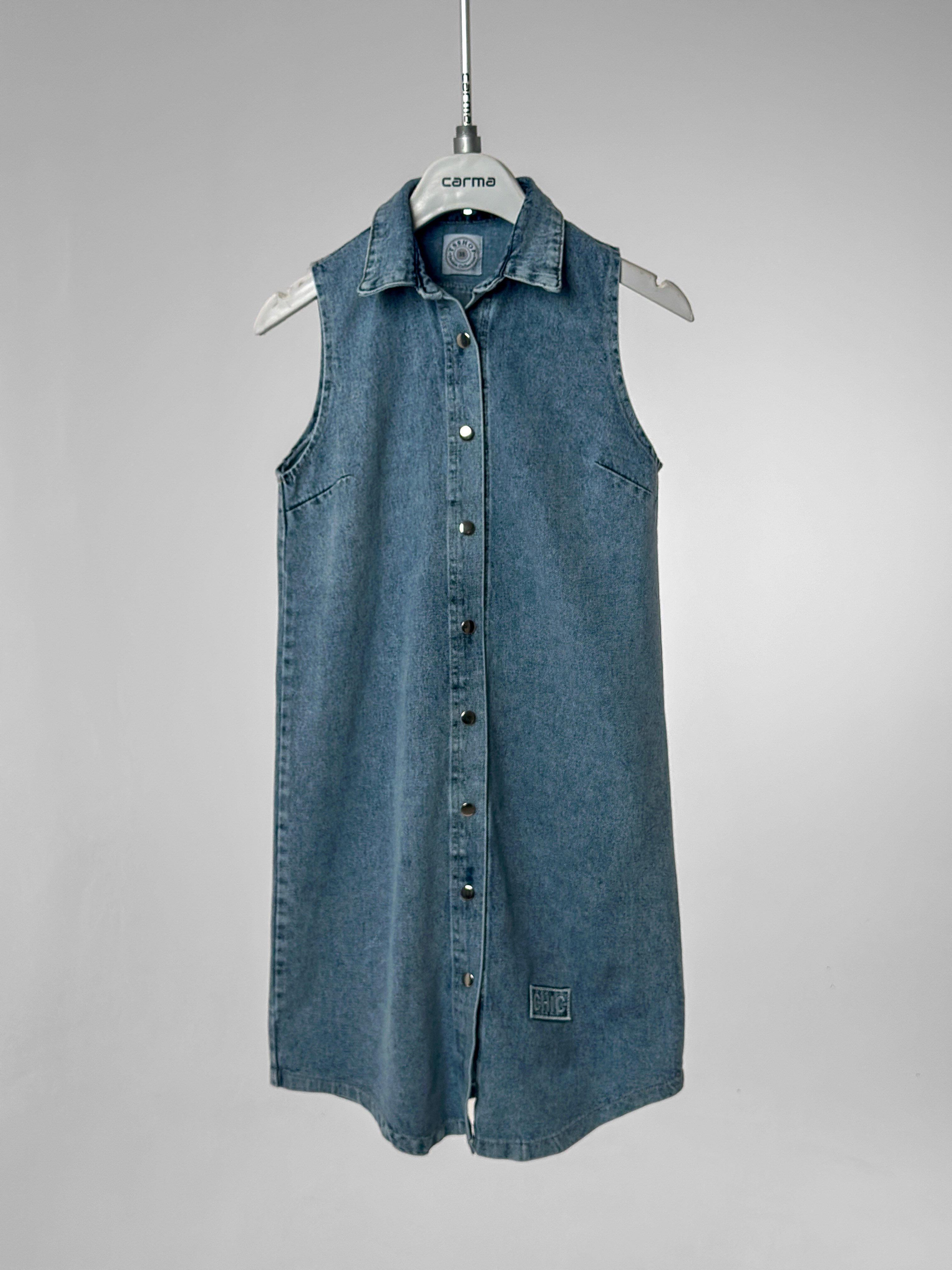Denim Soul Yelek Elbise - yıkamalı açık mavi
