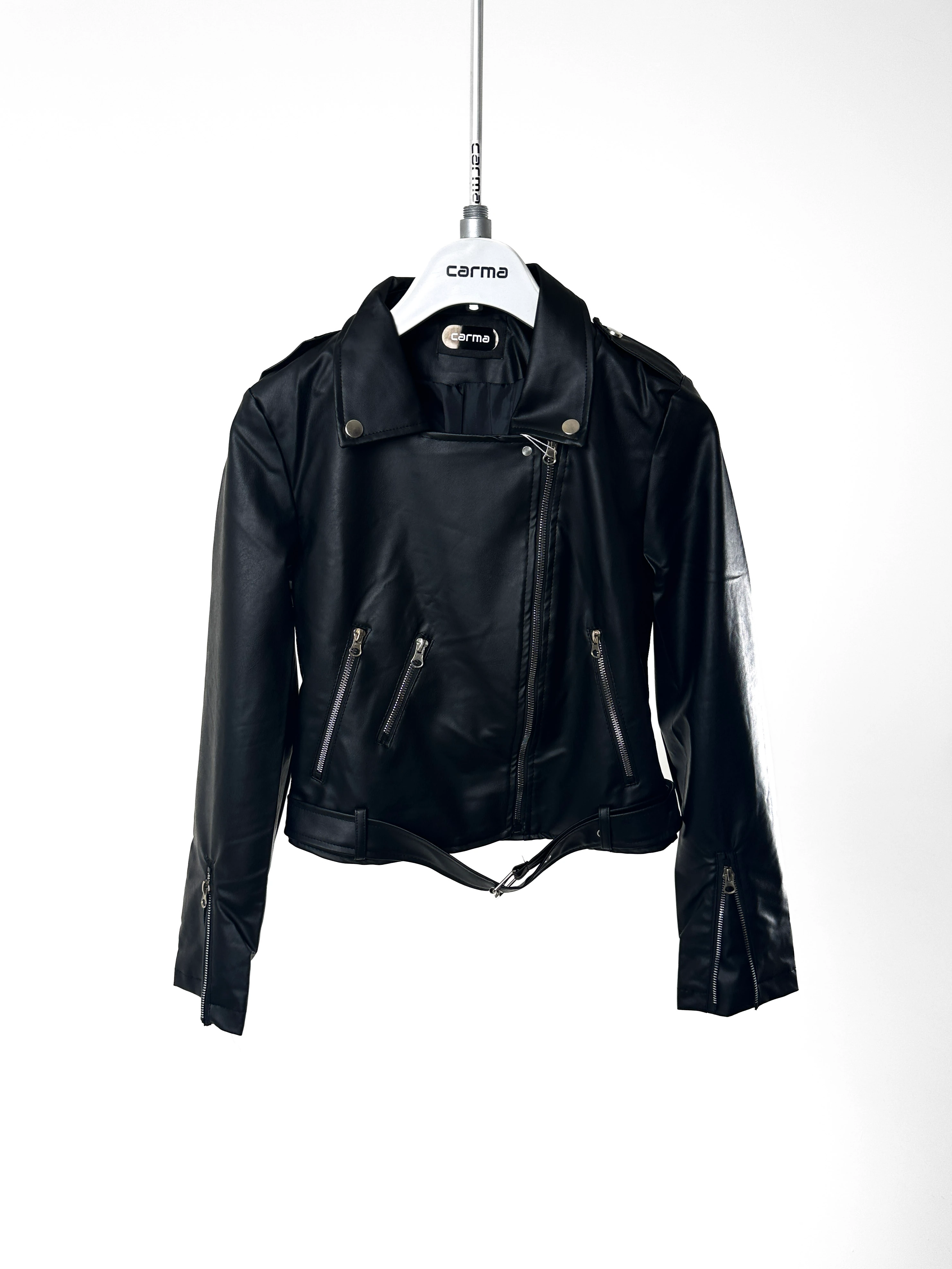 Biker Deri Ceket - siyah